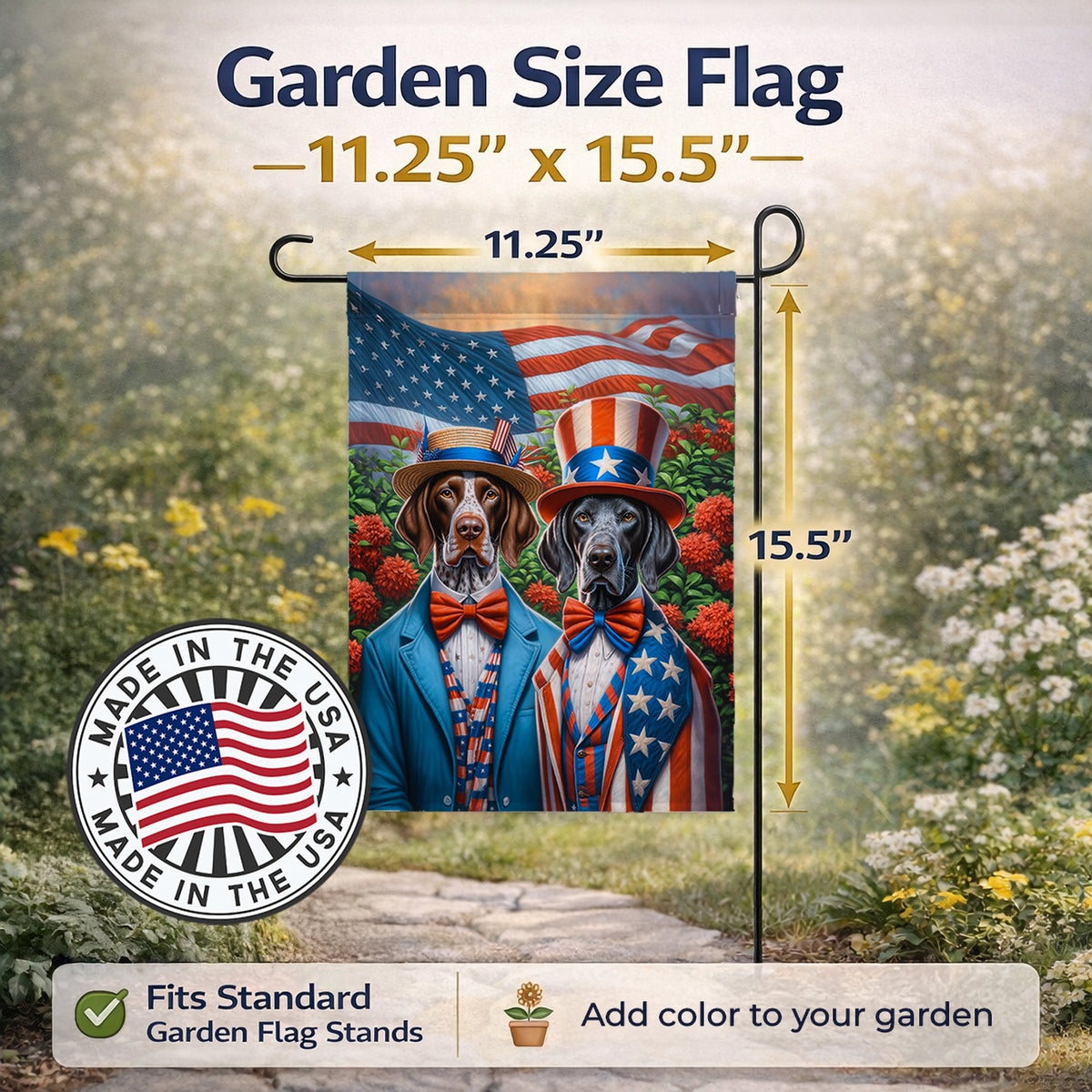 All American Pointer Garden Flag Mailbox Decorative Yard Banner Outside Patio Artwork for Flower Beds, Garden Size, Multicolor