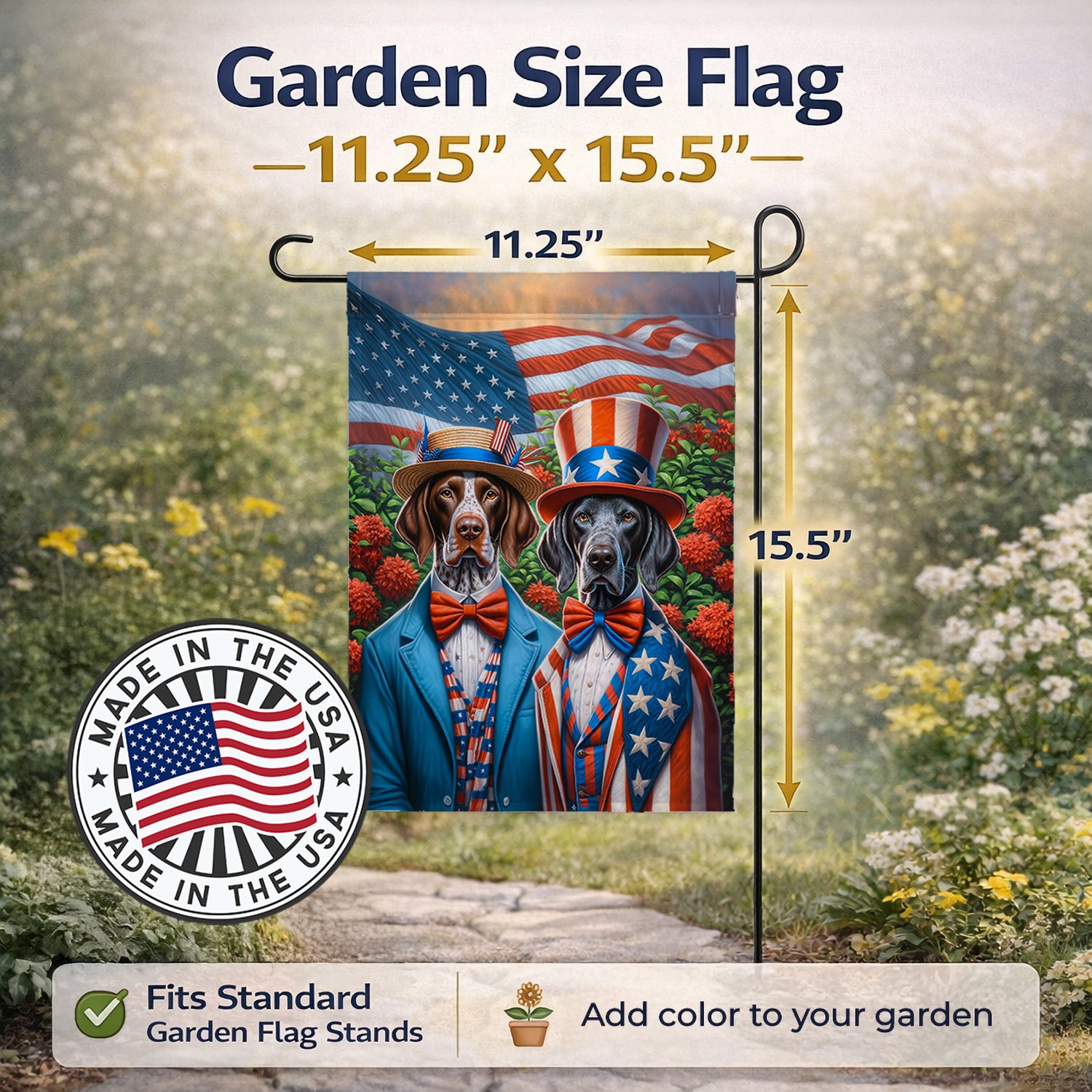 All American Pointer Garden Flag Mailbox Decorative Yard Banner Outside Patio Artwork for Flower Beds, Garden Size, Multicolor