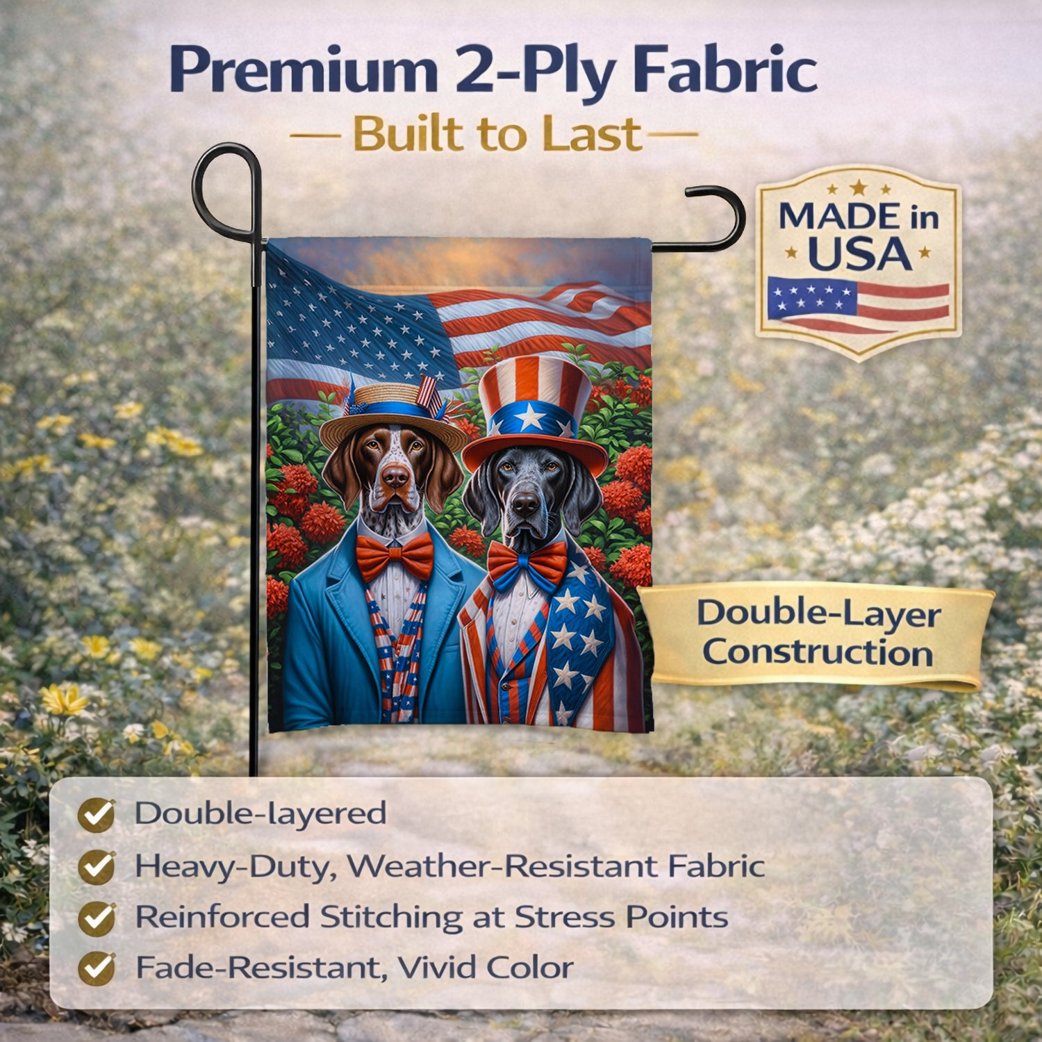 All American Pointer Garden Flag Mailbox Decorative Yard Banner Outside Patio Artwork for Flower Beds, Garden Size, Multicolor