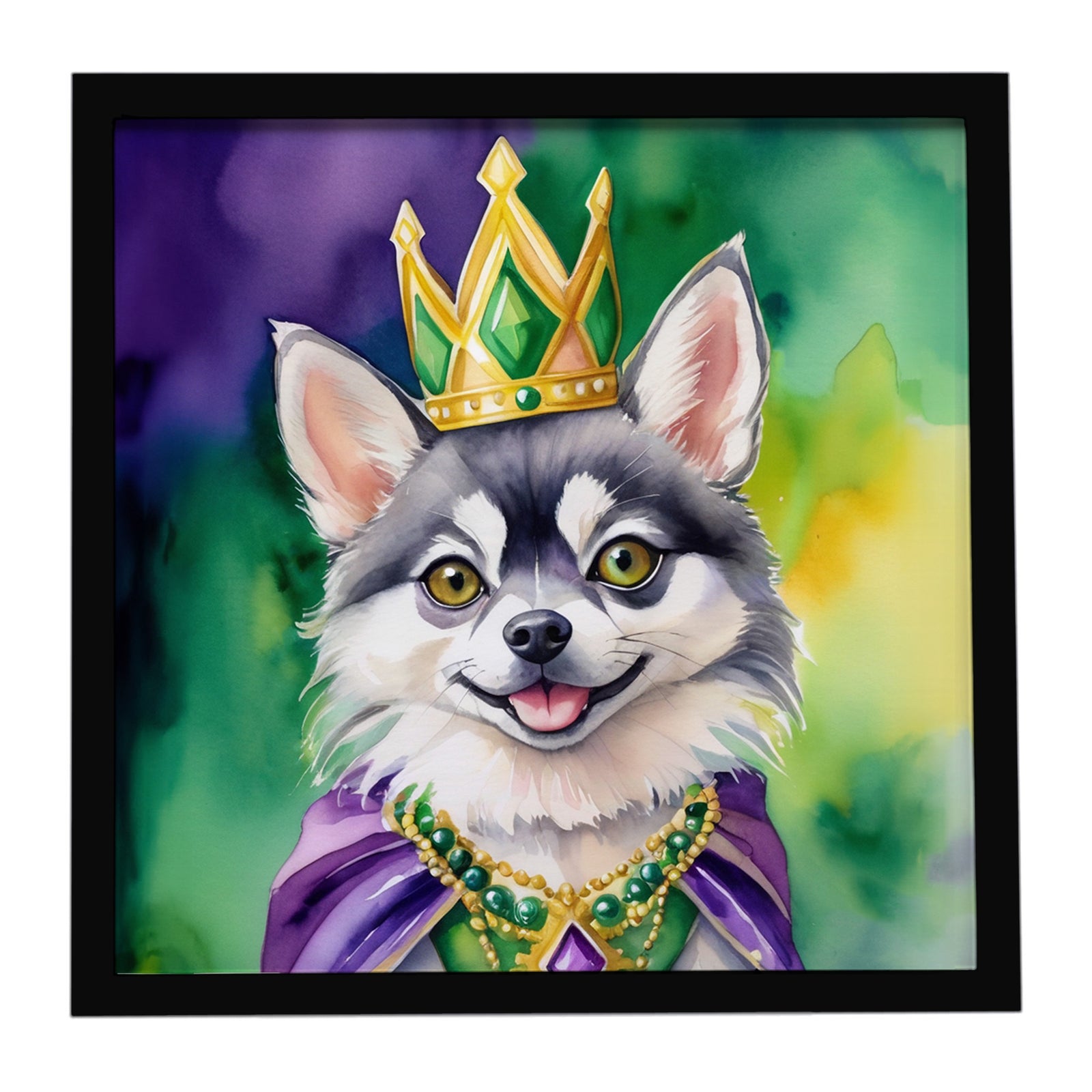 Caroline's Treasures Alaskan Klee Kai King of Mardi Gras Framed Metal Print