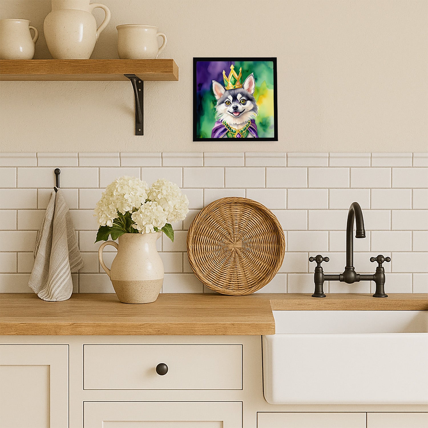 Caroline's Treasures Alaskan Klee Kai King of Mardi Gras Framed Metal Print