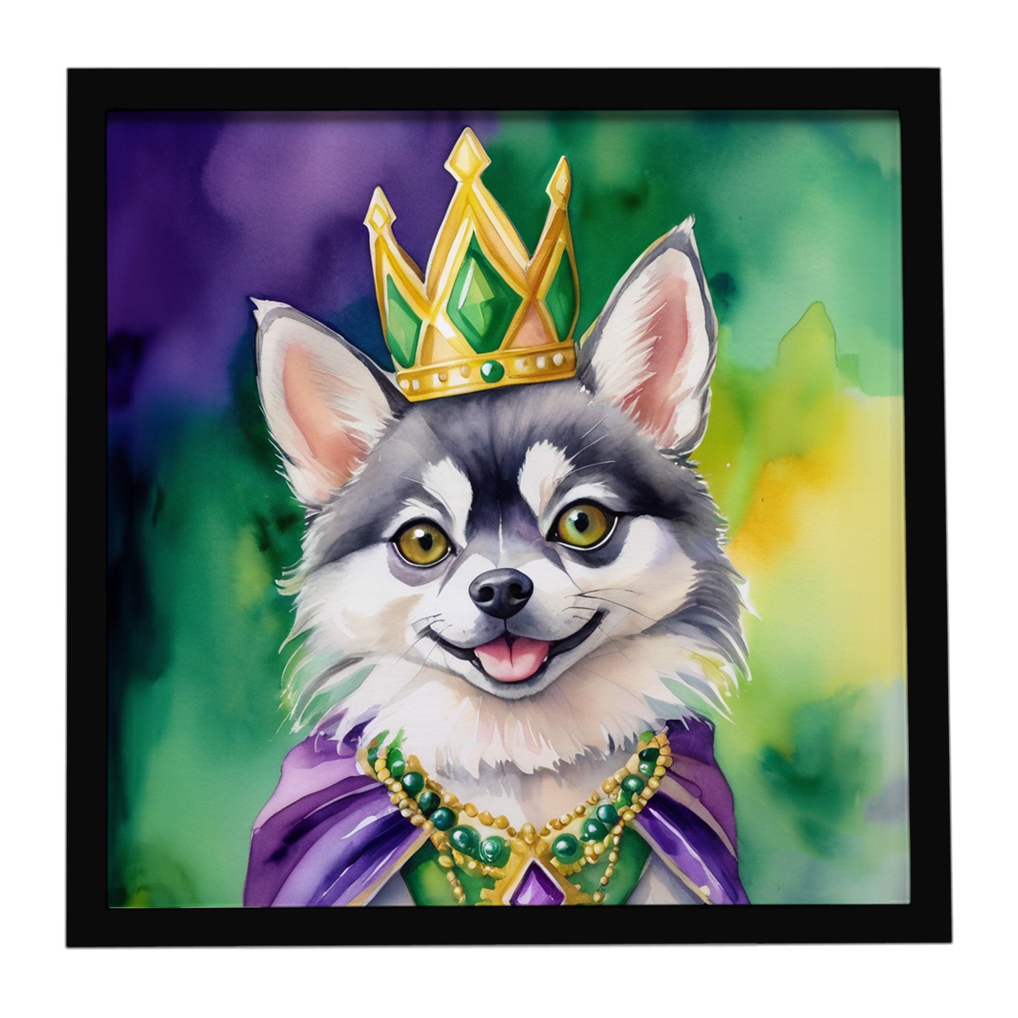 Caroline's Treasures Alaskan Klee Kai King of Mardi Gras Framed Metal Print
