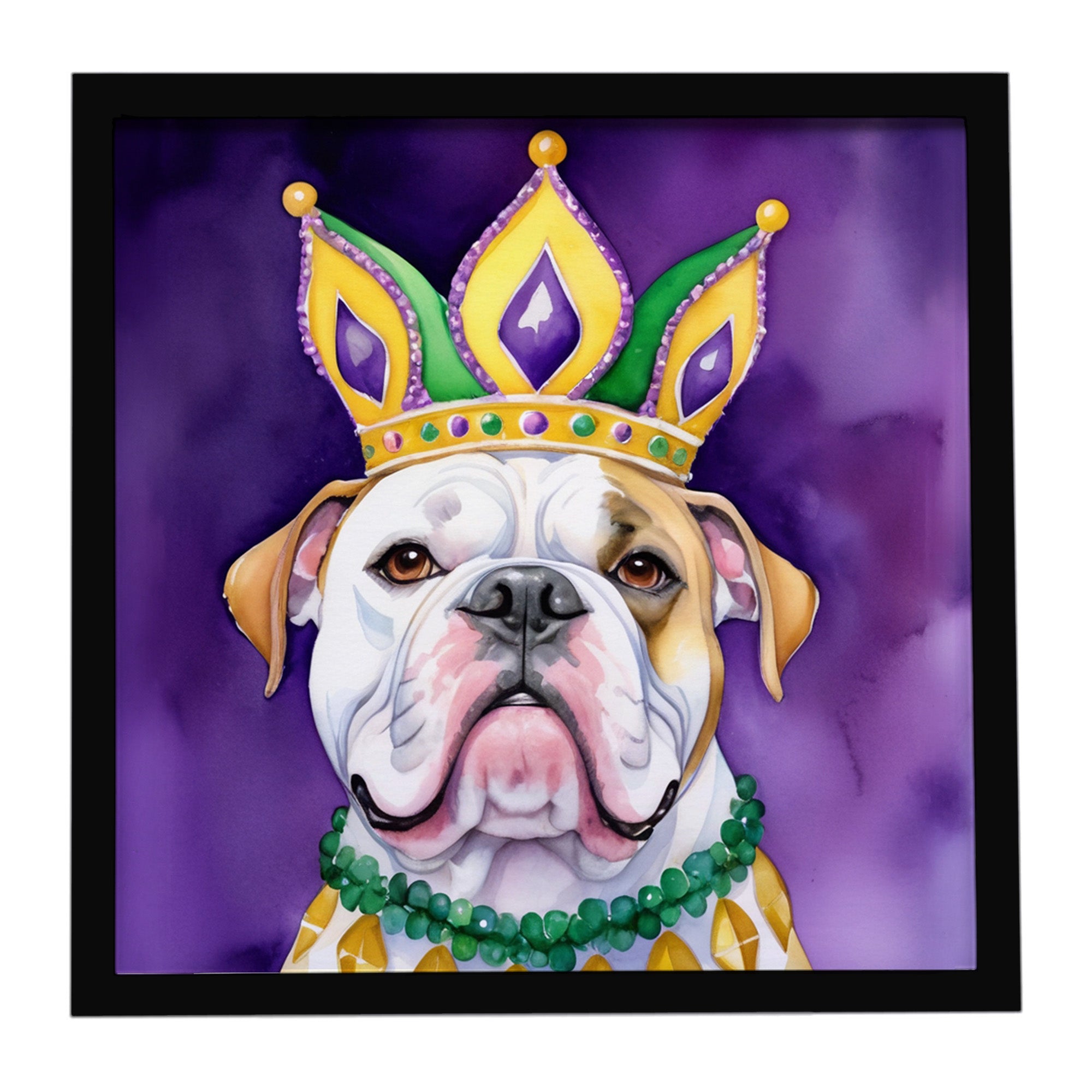 Caroline's Treasures American Bulldog King of Mardi Gras Framed Metal Print