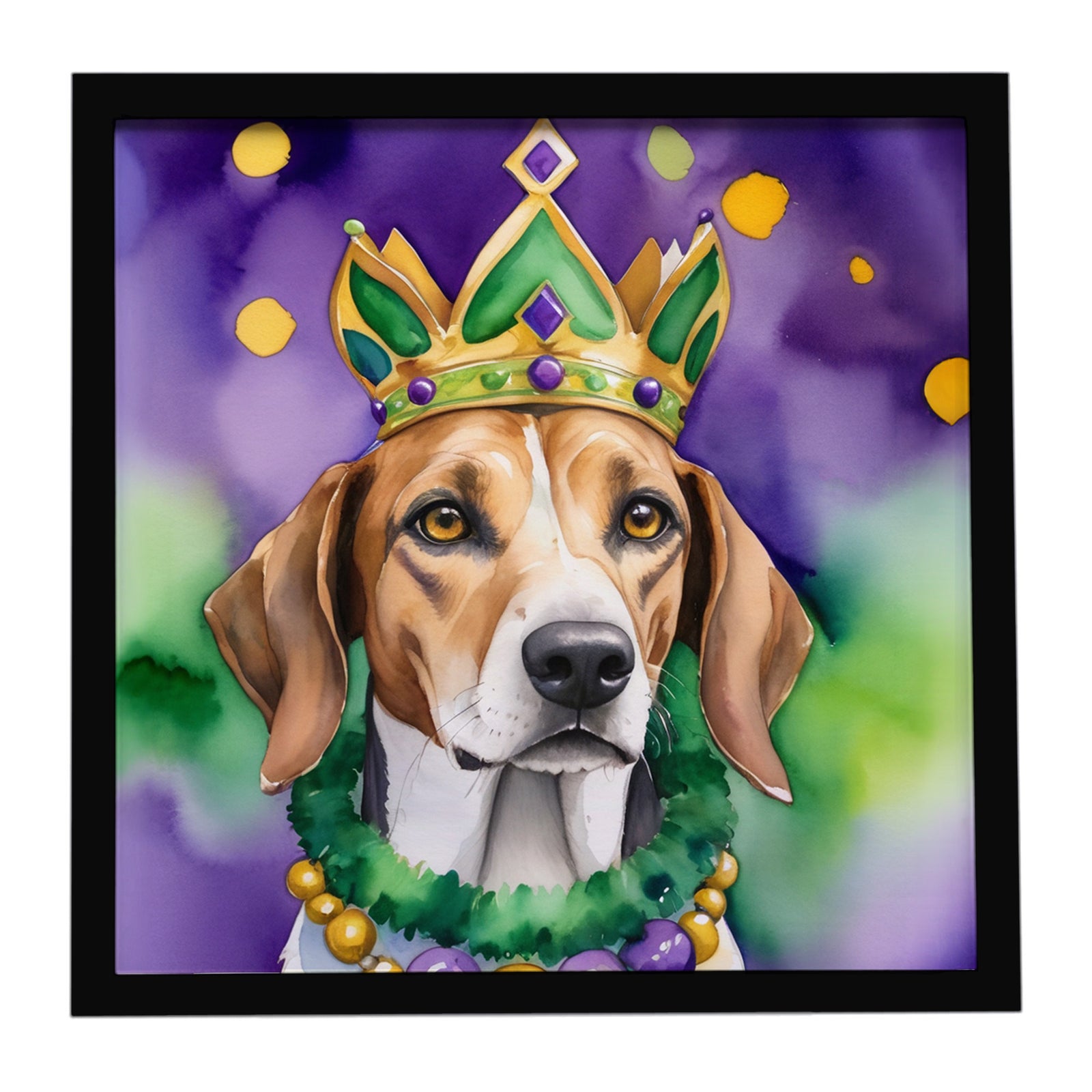 Caroline's Treasures American Foxhound King of Mardi Gras Framed Metal Print