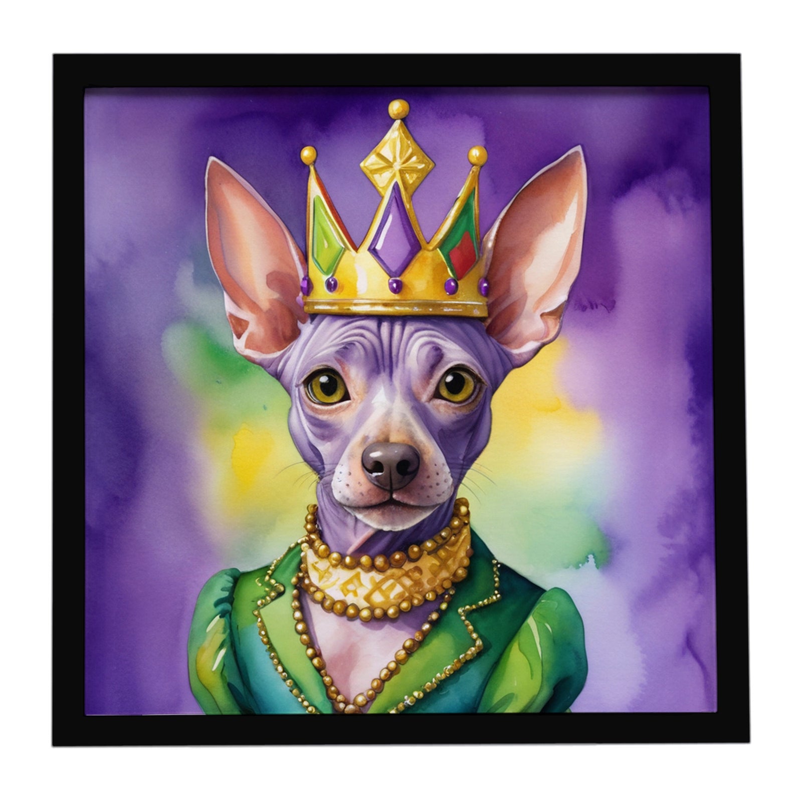 Caroline's Treasures American Hairless Terrier King of Mardi Gras Framed Metal Print