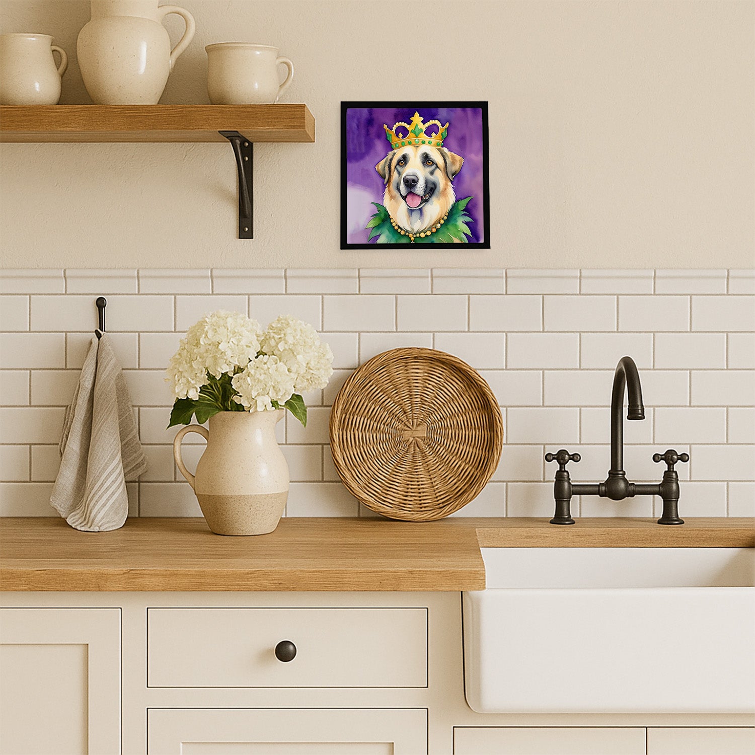 Caroline's Treasures Anatolian Shepherd Dog King of Mardi Gras Framed Metal Print