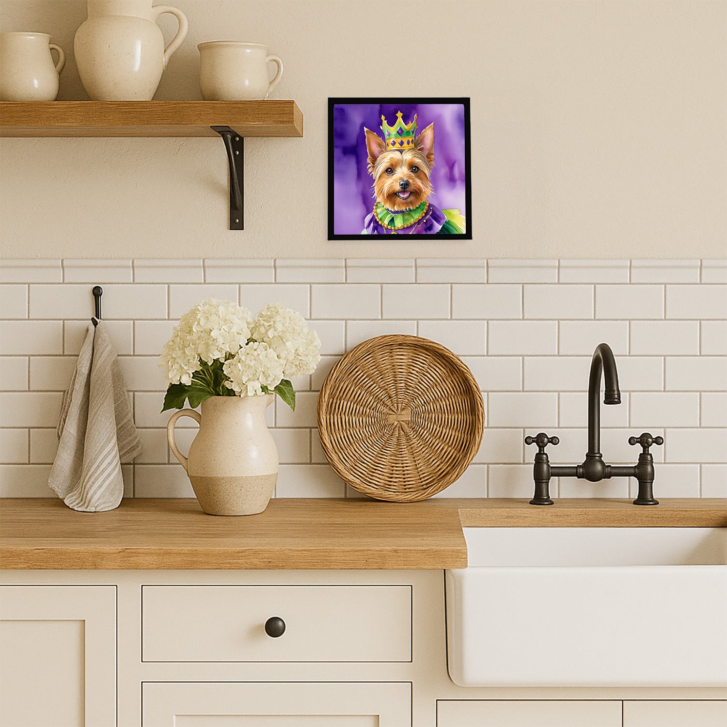 Caroline's Treasures Australian Terrier King of Mardi Gras Framed Metal Print