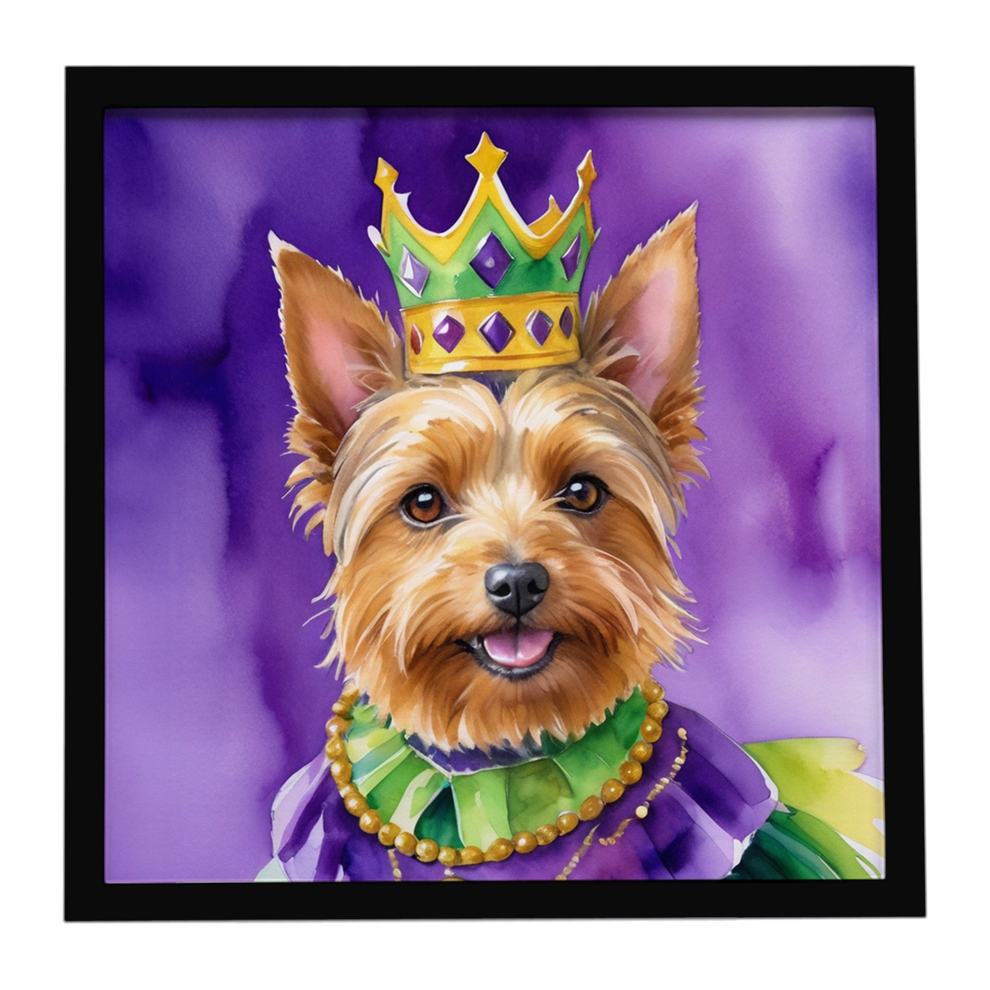 Caroline's Treasures Australian Terrier King of Mardi Gras Framed Metal Print