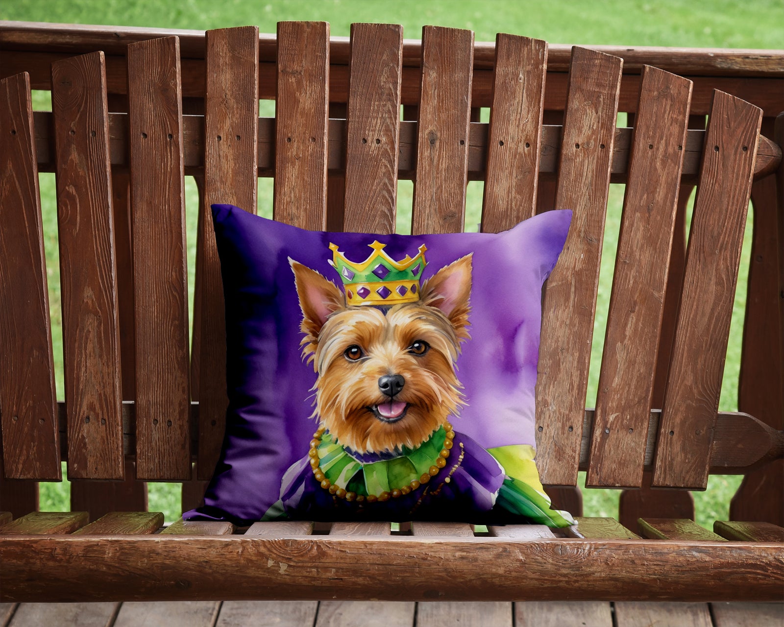 Caroline's Treasures Australian Terrier King of Mardi Gras Throw Pillow - 14x14 Decorative Pillow – Art for Your Home & Patio