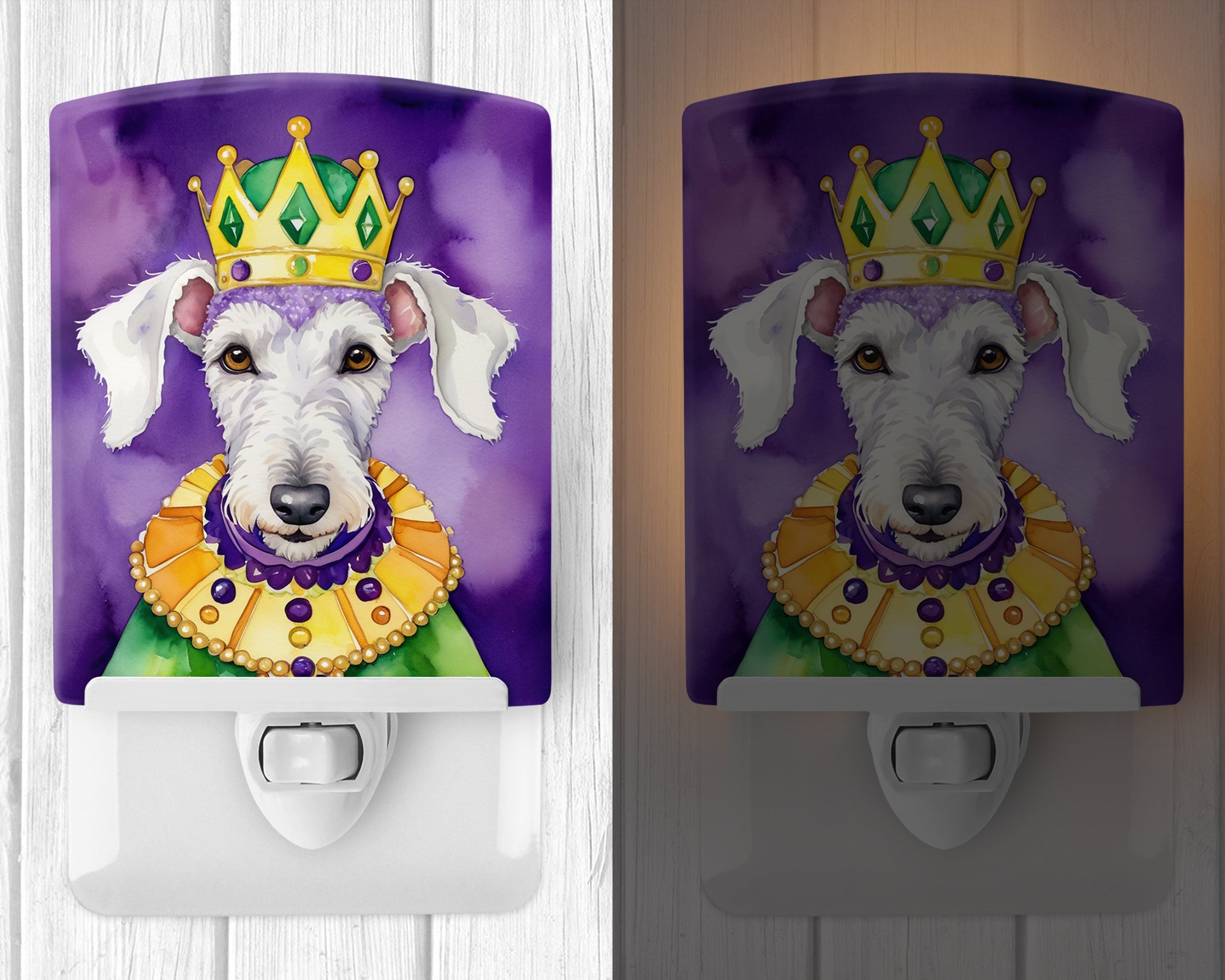 Bedlington Terrier King of Mardi Gras Ceramic Night Light