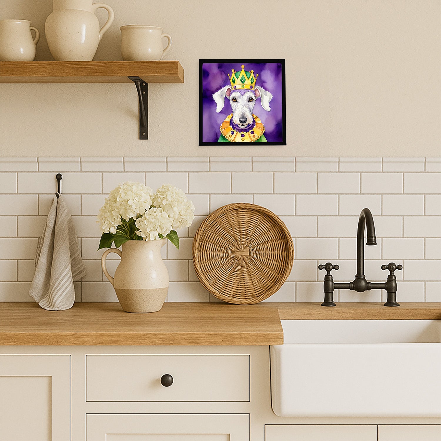 Caroline's Treasures Bedlington Terrier King of Mardi Gras Framed Metal Print