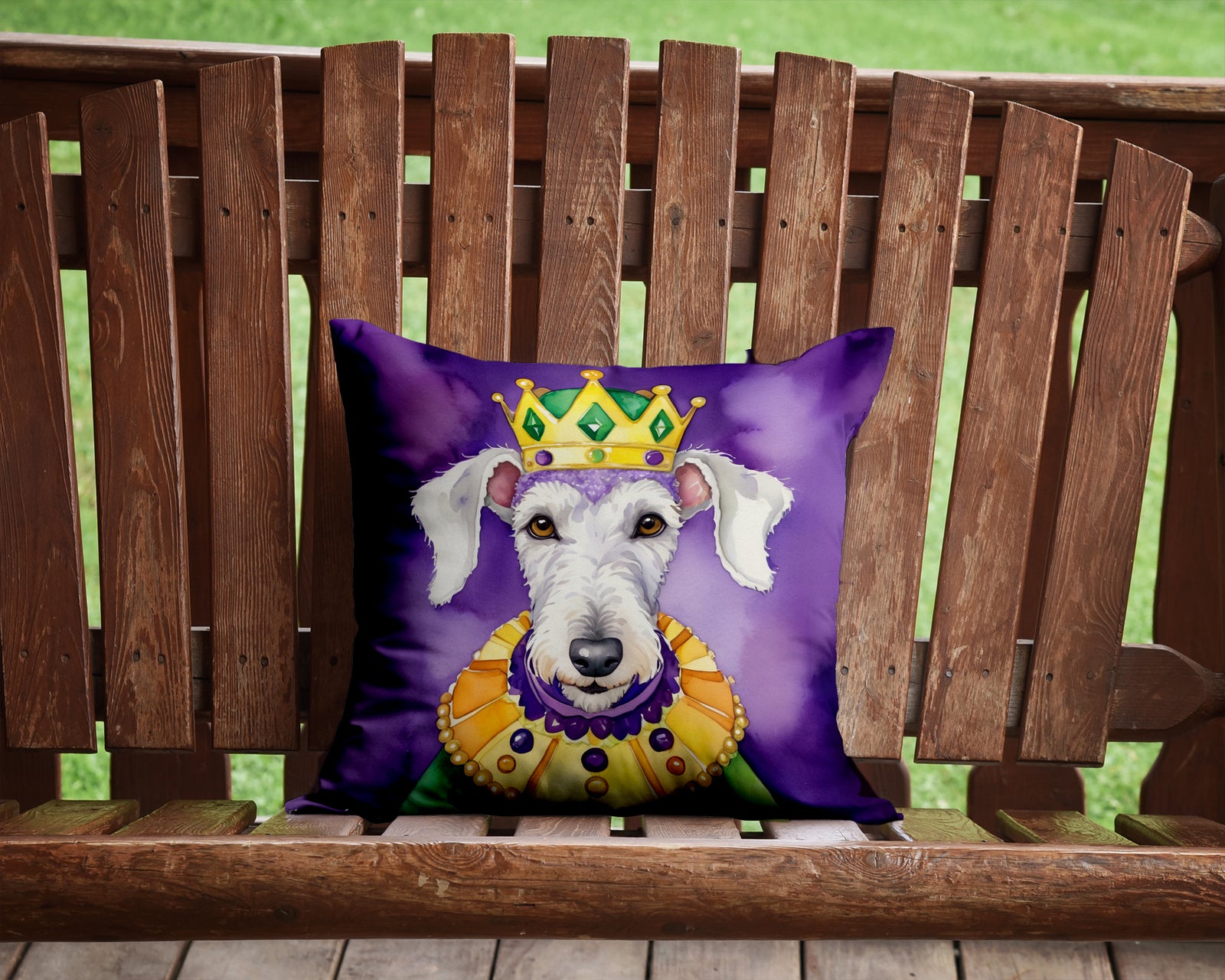 Caroline's Treasures Bedlington Terrier King of Mardi Gras Throw Pillow - 14x14 Decorative Pillow – Art for Your Home & Patio