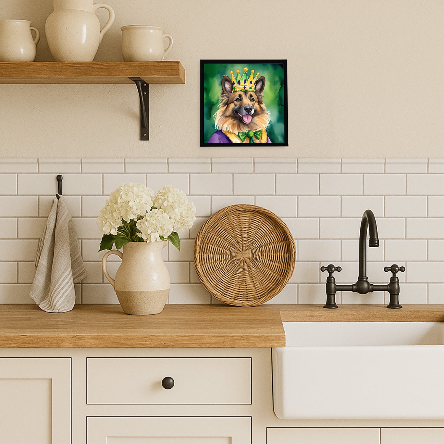 Caroline's Treasures Belgian Tervuren King of Mardi Gras Framed Metal Print