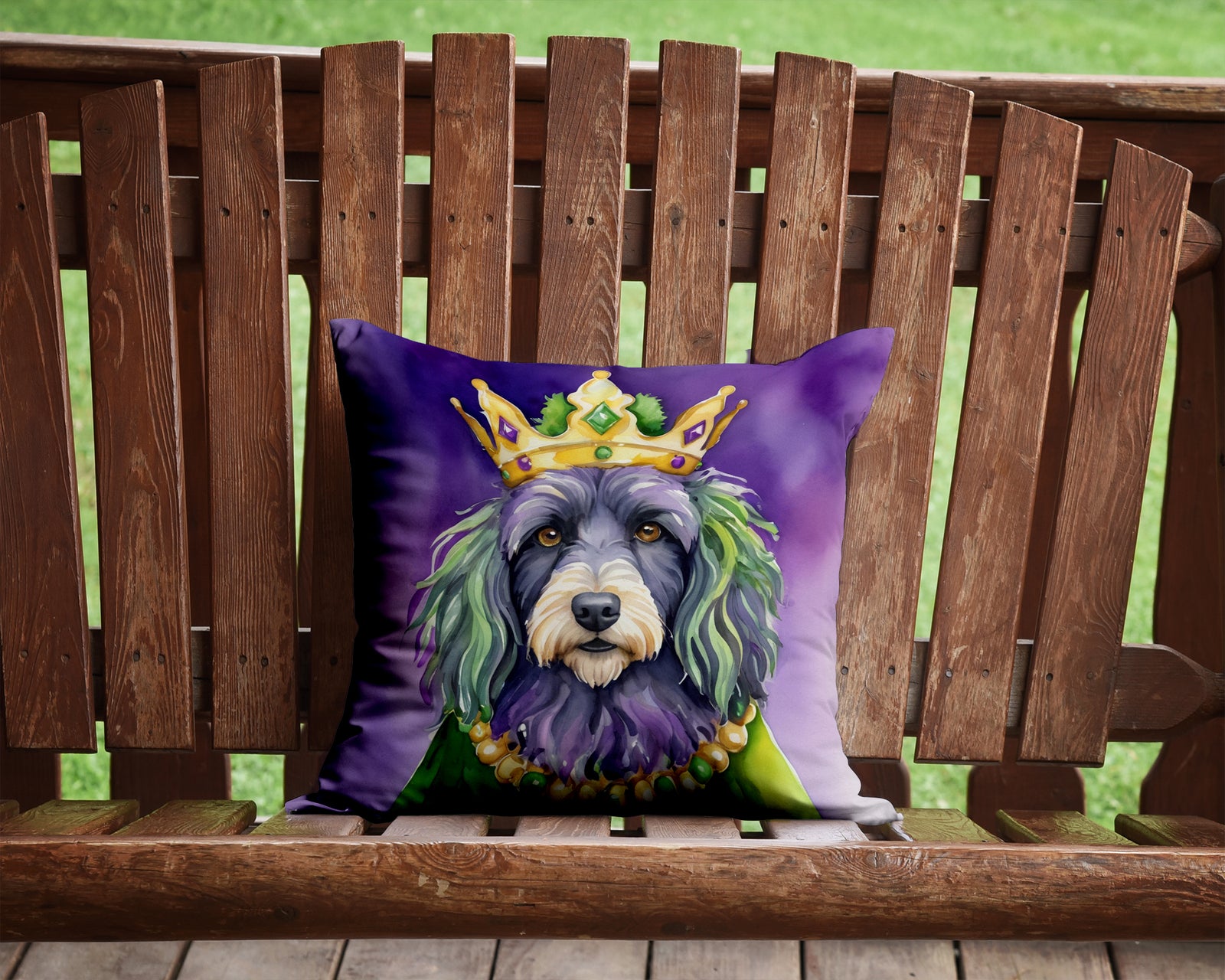 Caroline's Treasures Bergamasco Sheepdog King of Mardi Gras Throw Pillow - 14x14 Decorative Pillow – Art for Your Home & Patio