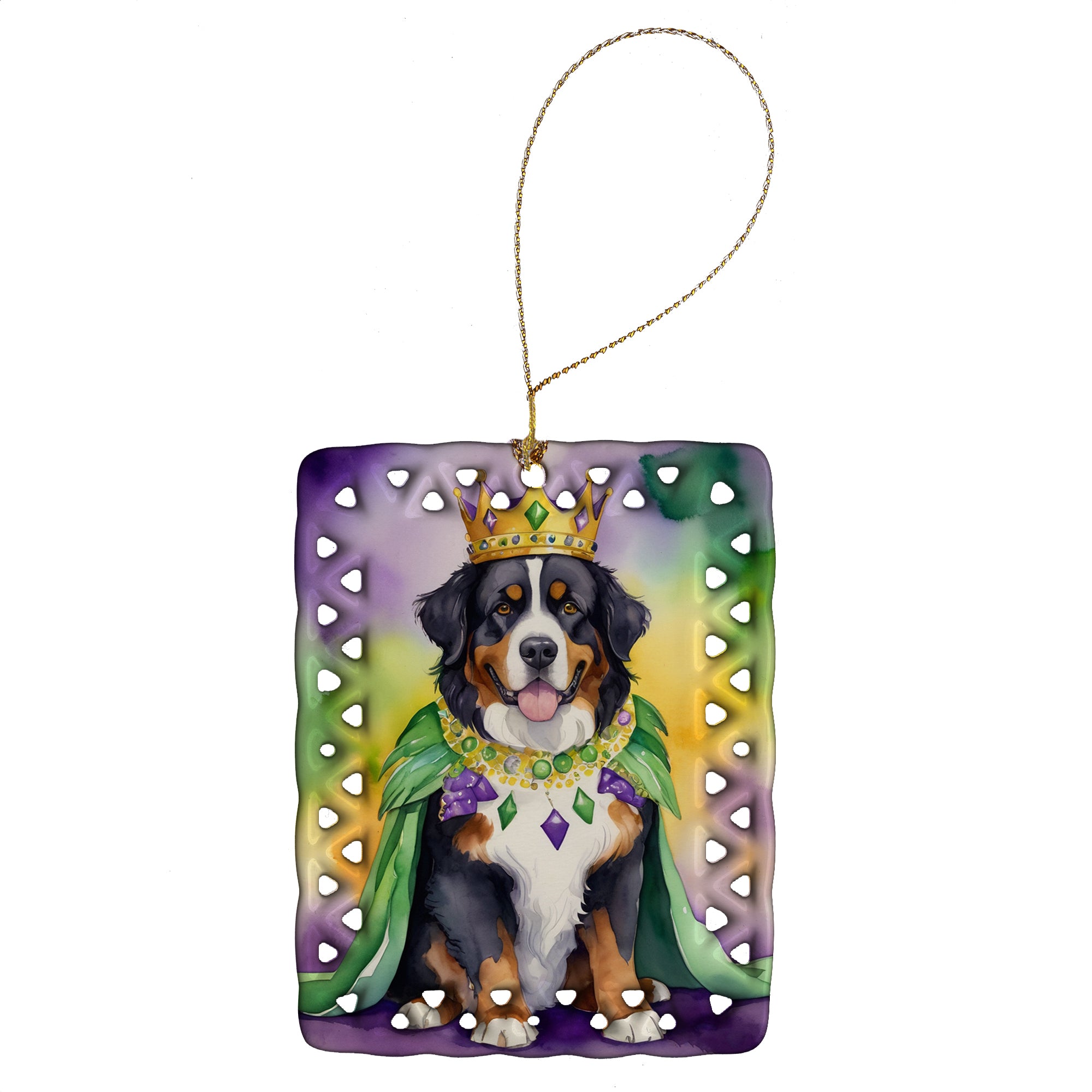Caroline's Treasures Bernese Mountain Dog King of Mardi Gras Porcelain Ornament