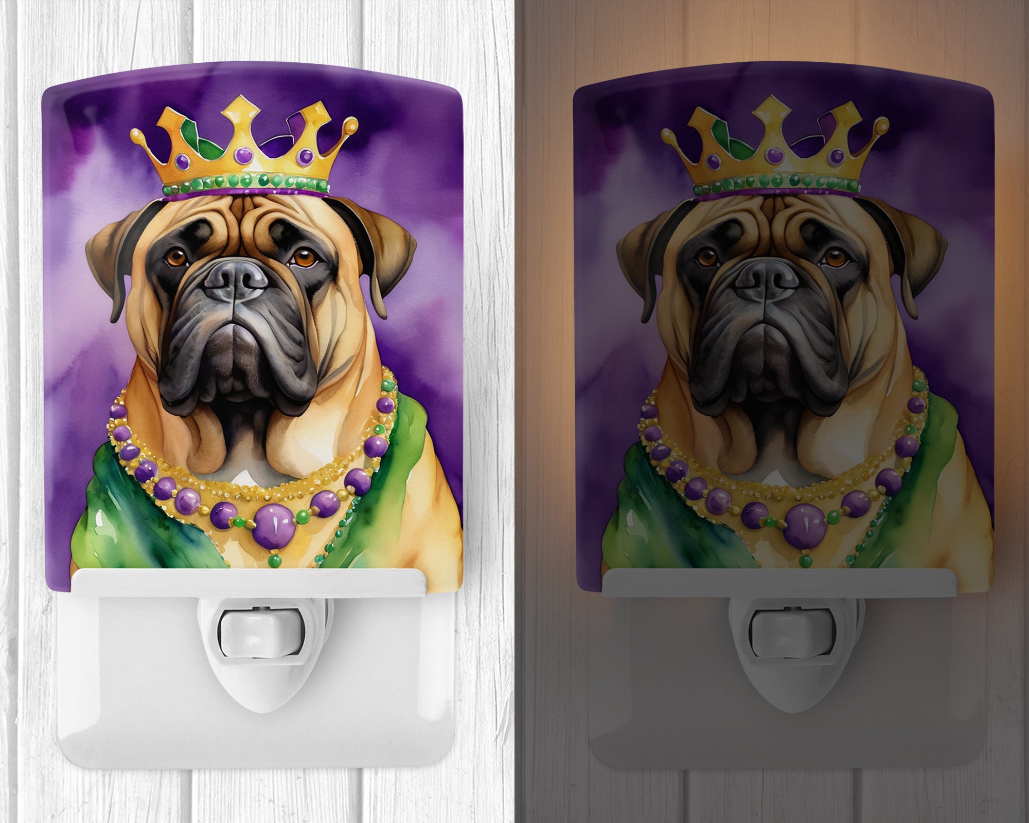 Buy this Bullmastiff King of Mardi Gras Ceramic Night Light