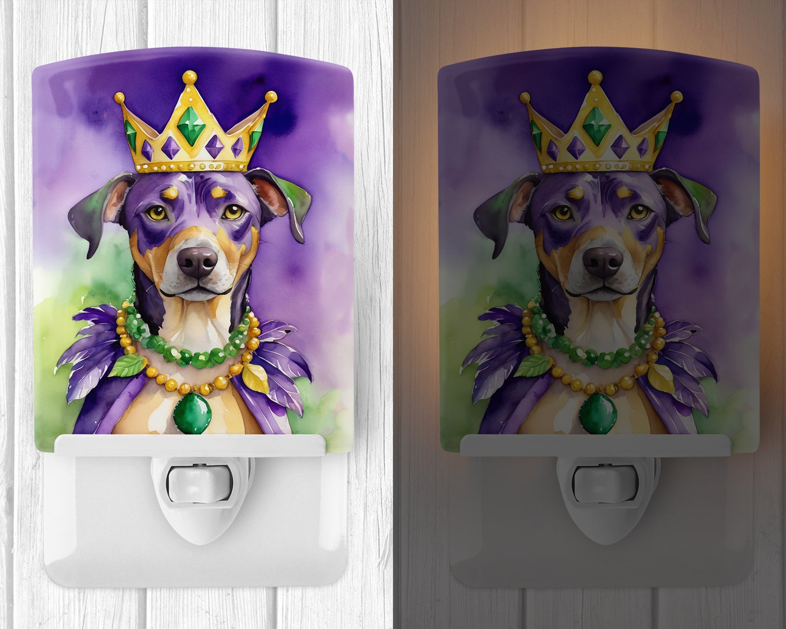 Caroline's Treasures Catahoula King of Mardi Gras Ceramic Night Light