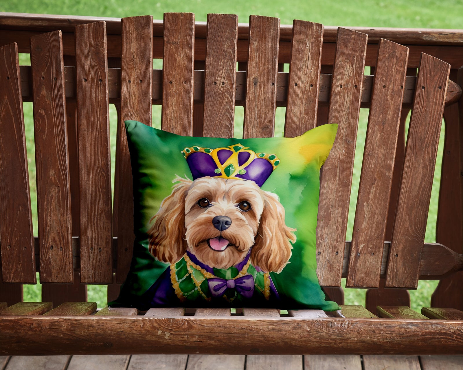 Caroline's Treasures Cockapoo King of Mardi Gras Throw Pillow - 14x14 Decorative Pillow – Art for Your Home & Patio