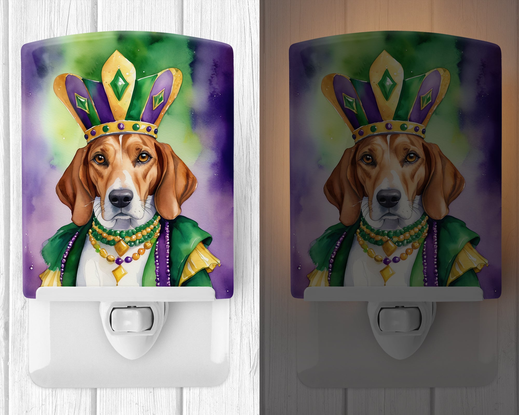 Buy this English Foxhound King of Mardi Gras Ceramic Night Light