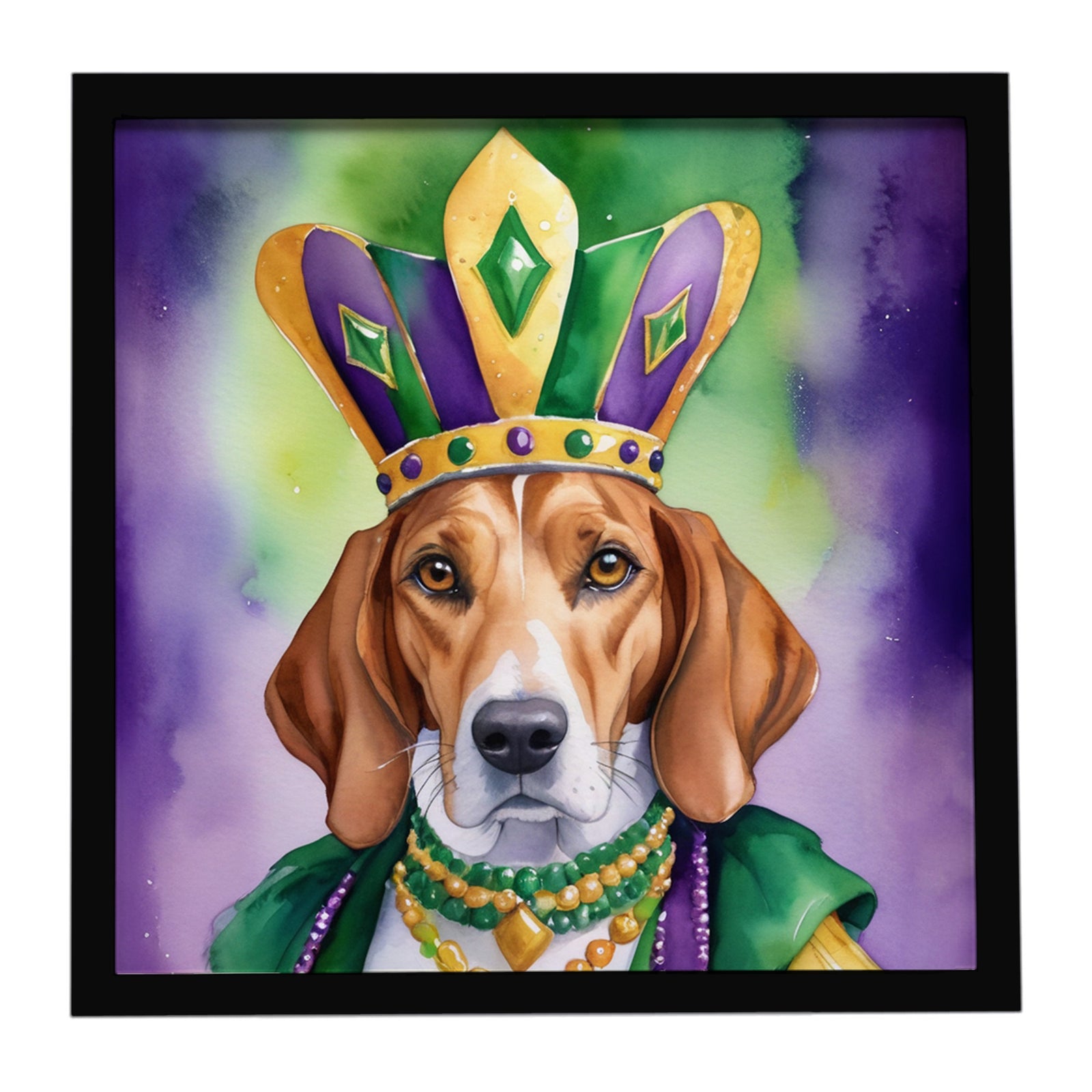 Caroline's Treasures English Foxhound King of Mardi Gras Framed Metal Print