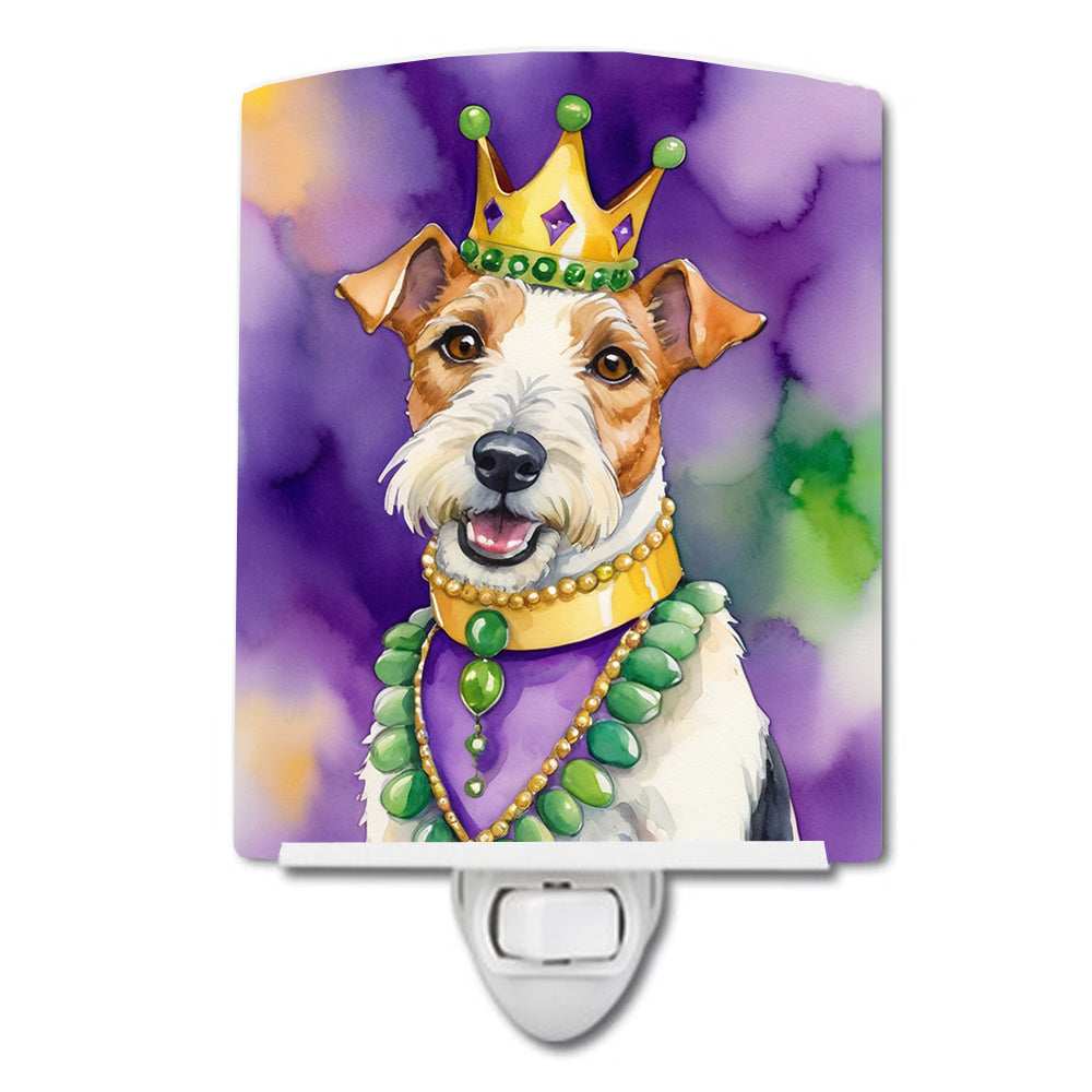 Caroline's Treasures Fox Terrier King of Mardi Gras Ceramic Night Light
