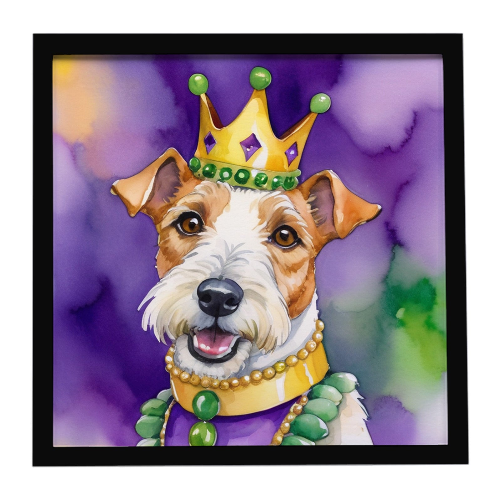 Caroline's Treasures Fox Terrier King of Mardi Gras Framed Metal Print