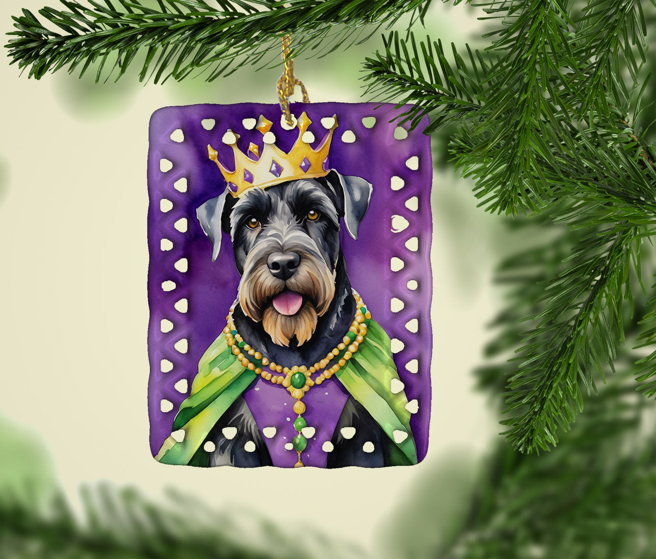 Caroline's Treasures Giant Schnauzer King of Mardi Gras Porcelain Ornament