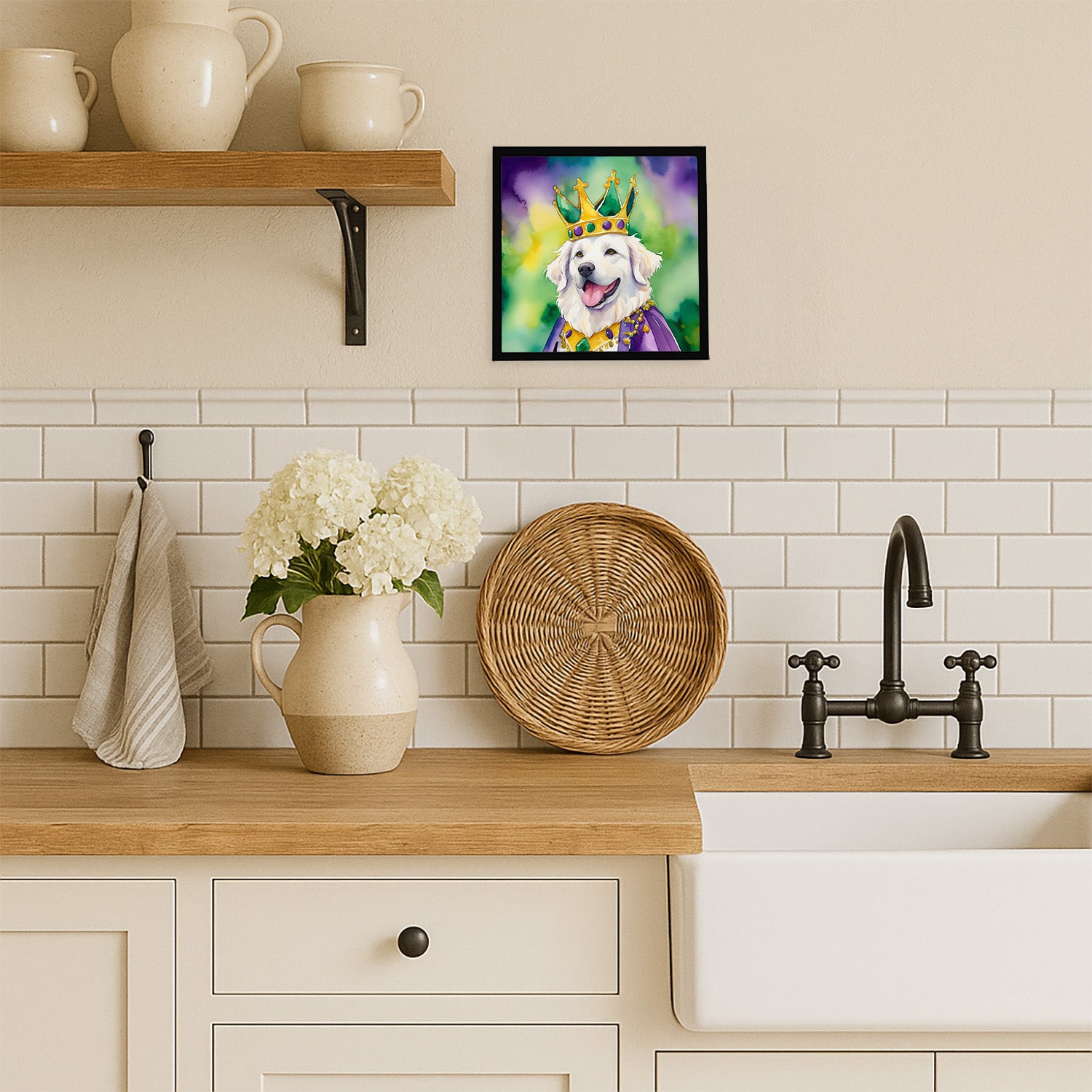 Caroline's Treasures Kuvasz King of Mardi Gras Framed Metal Print