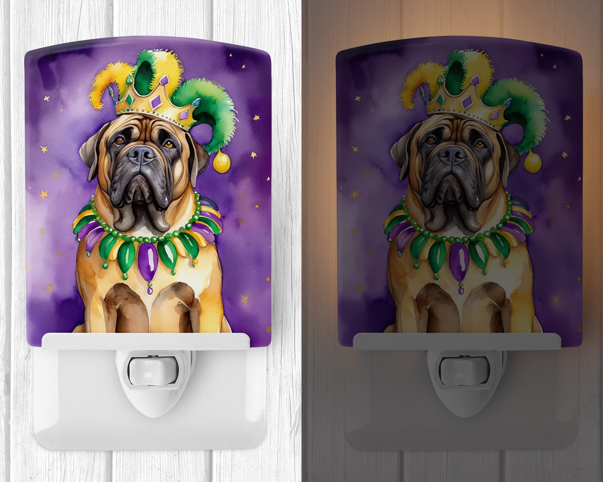 Mastiff King of Mardi Gras Ceramic Night Light