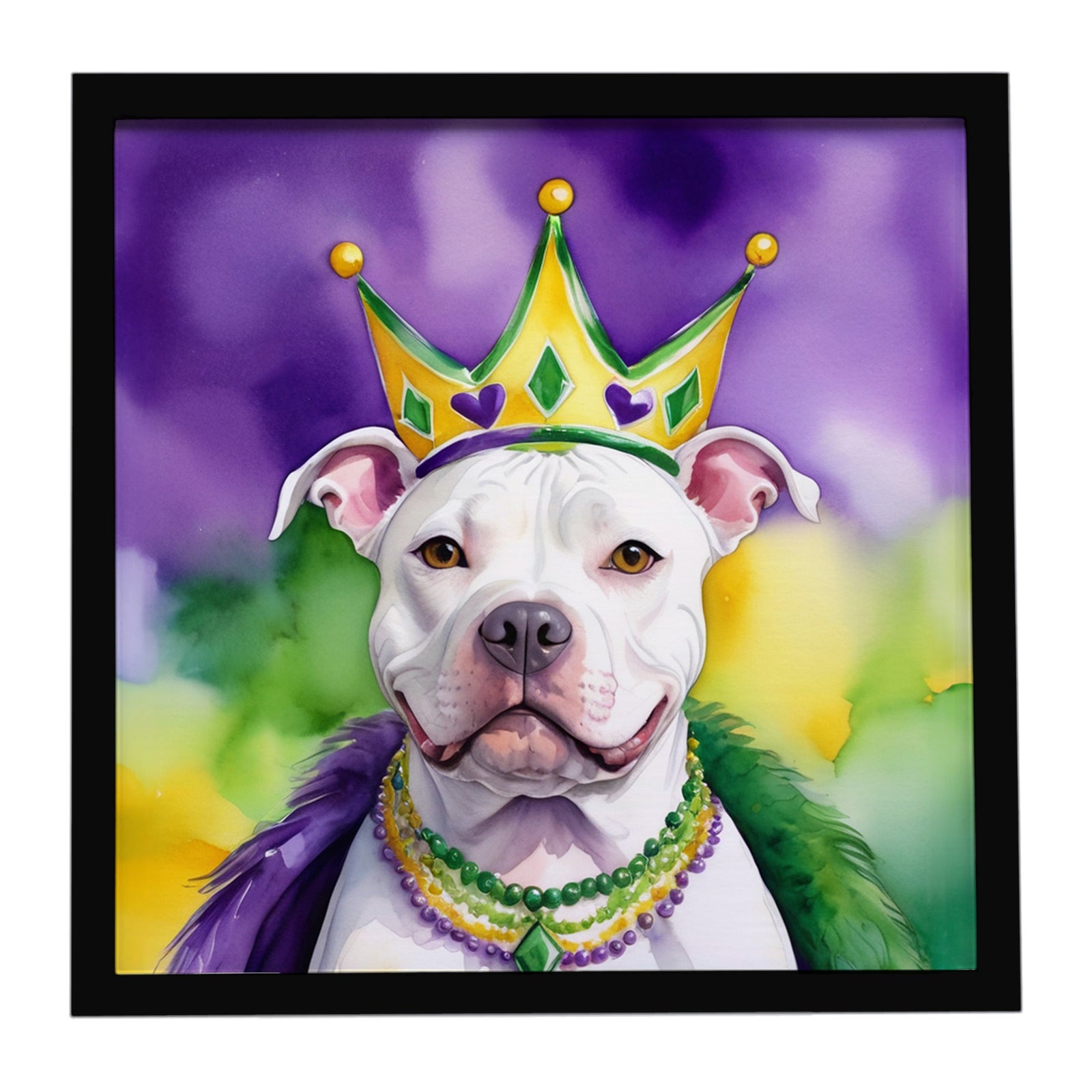 Caroline's Treasures Pit Bull Terrier King of Mardi Gras Framed Metal Print