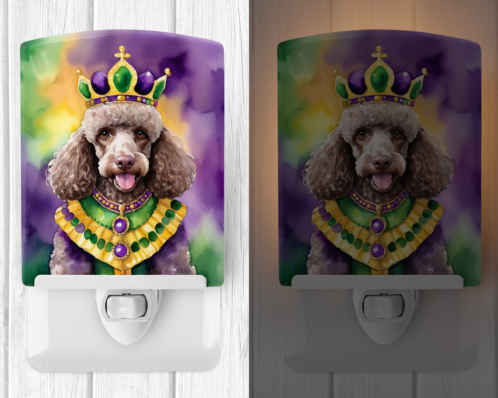Buy this Chocolate Poodle King of Mardi Gras Ceramic Night Light