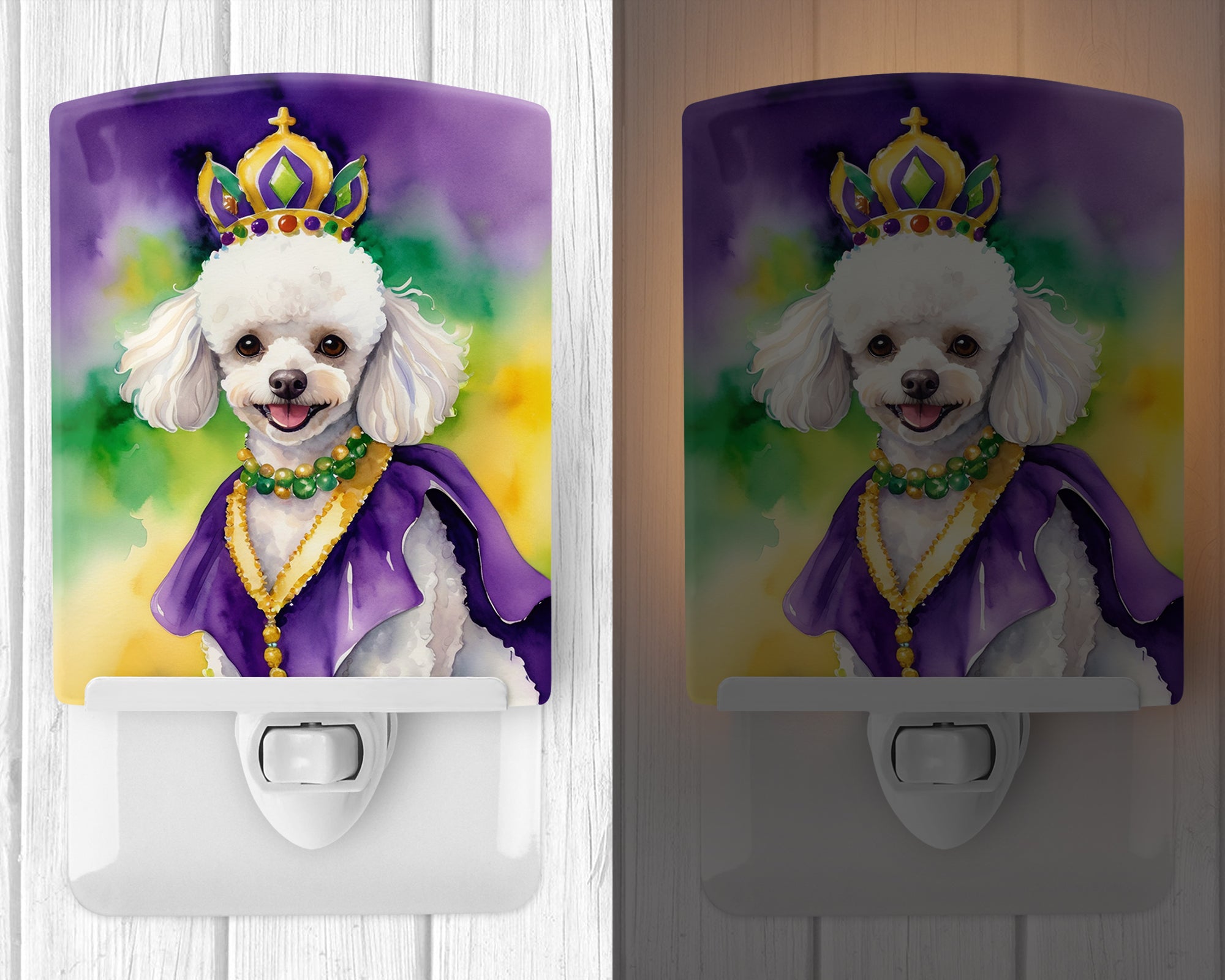 Buy this White Poodle King of Mardi Gras Ceramic Night Light