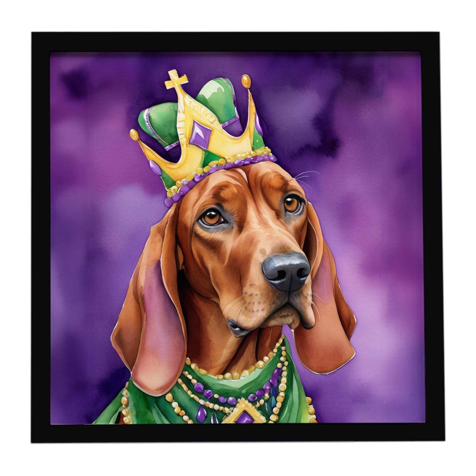 Caroline's Treasures Redbone Coonhound King of Mardi Gras Framed Metal Print