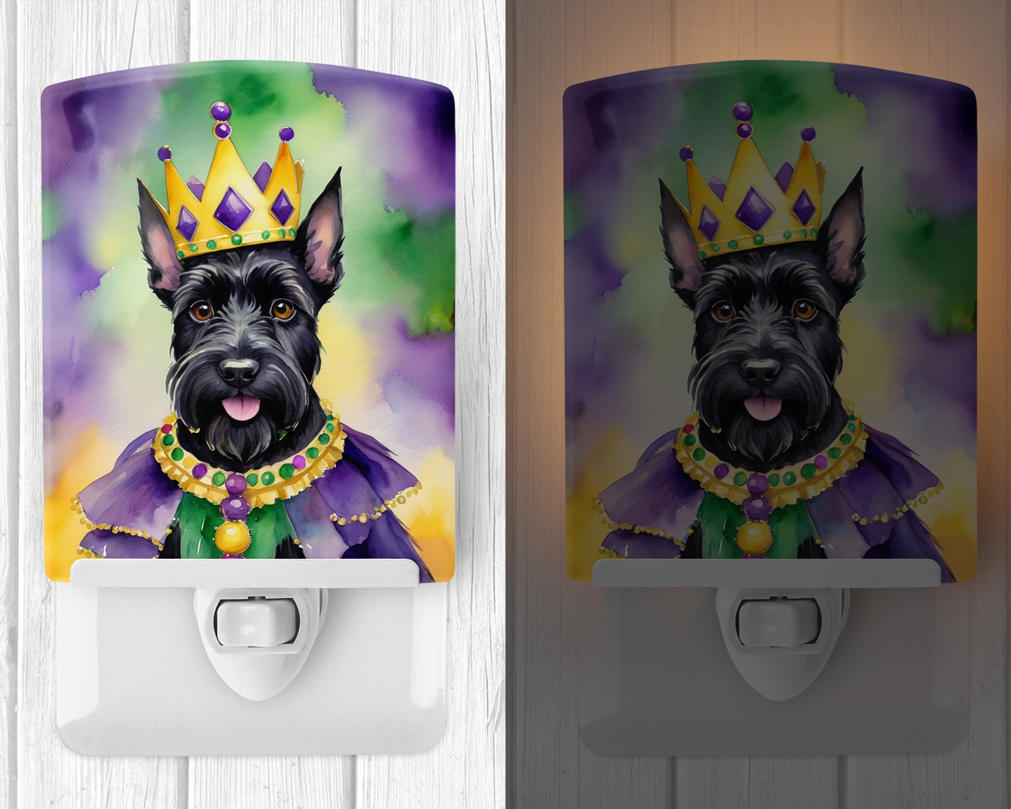 Scottish Terrier King of Mardi Gras Ceramic Night Light