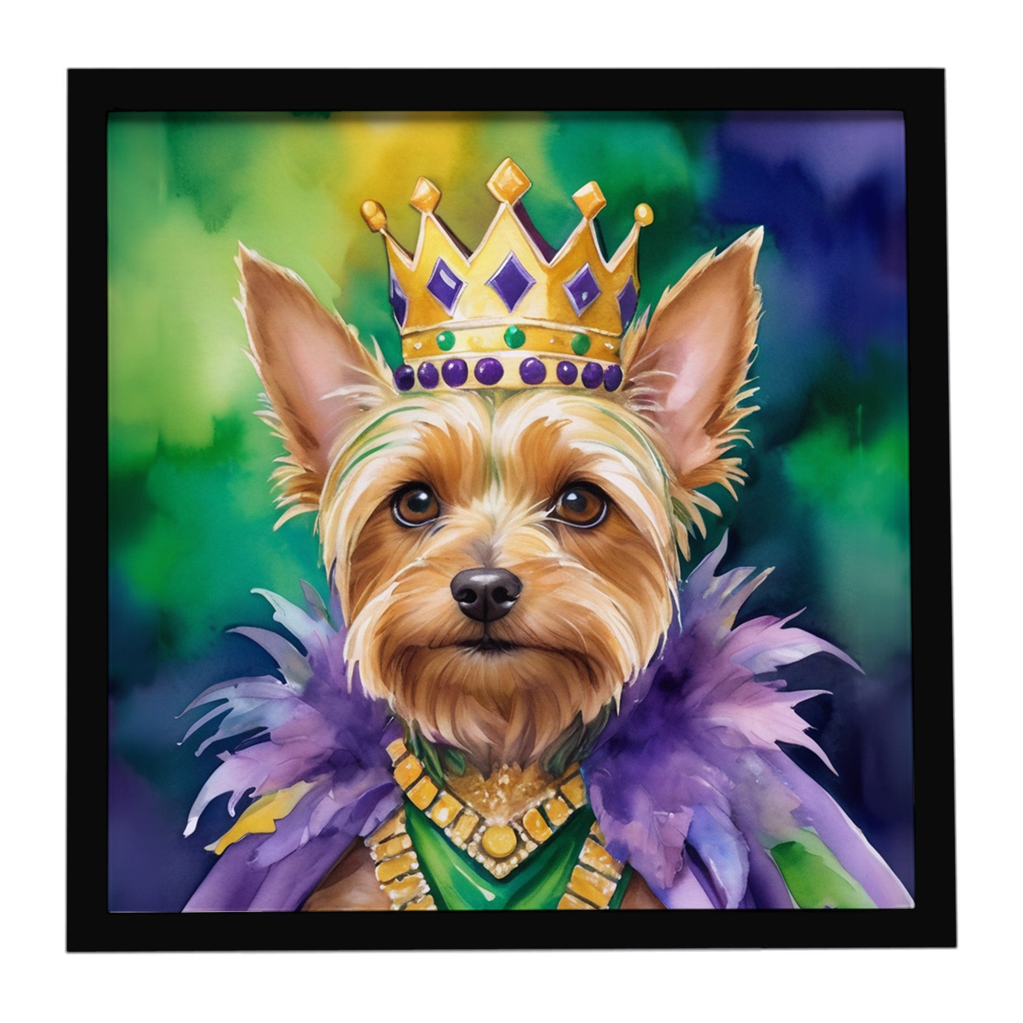 Caroline's Treasures Silky Terrier King of Mardi Gras Framed Metal Print