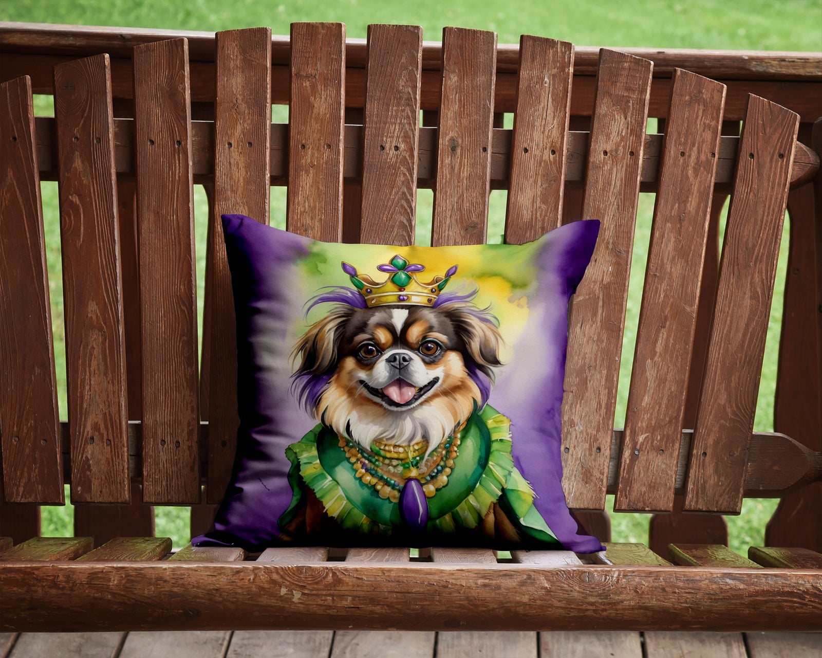 Caroline's Treasures Tibetan Spaniel King of Mardi Gras Throw Pillow - 14x14 Decorative Pillow – Art for Your Home & Patio