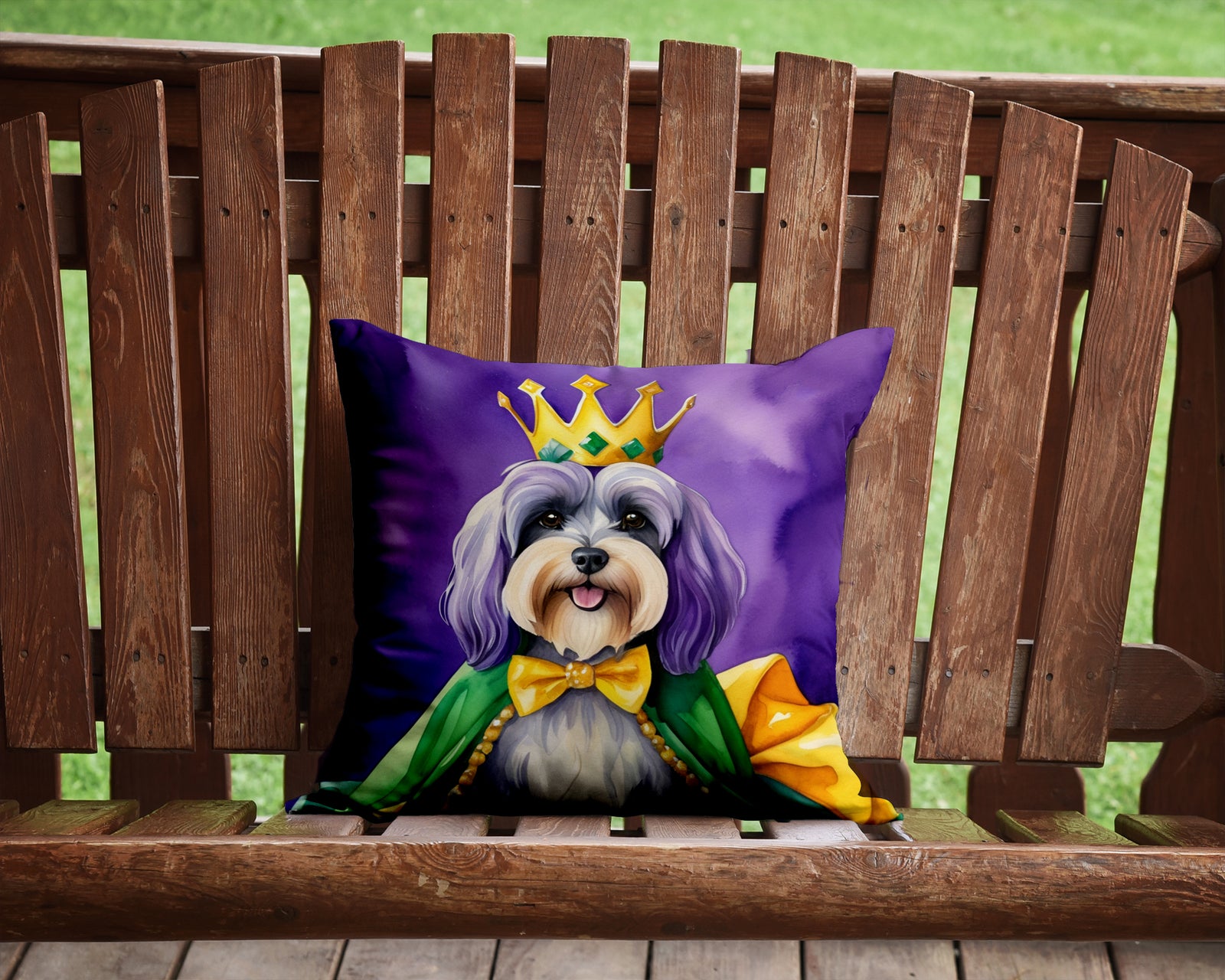 Caroline's Treasures Tibetan Terrier King of Mardi Gras Throw Pillow - 14x14 Decorative Pillow – Art for Your Home & Patio