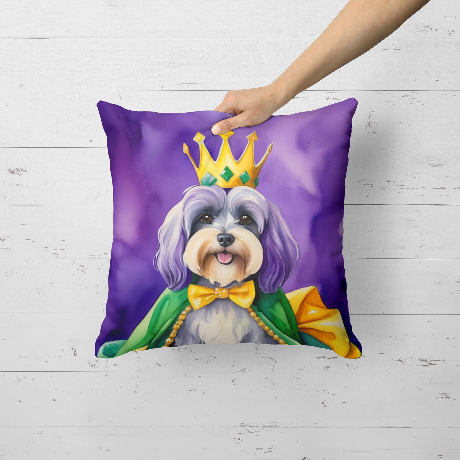 Caroline's Treasures Tibetan Terrier King of Mardi Gras Throw Pillow