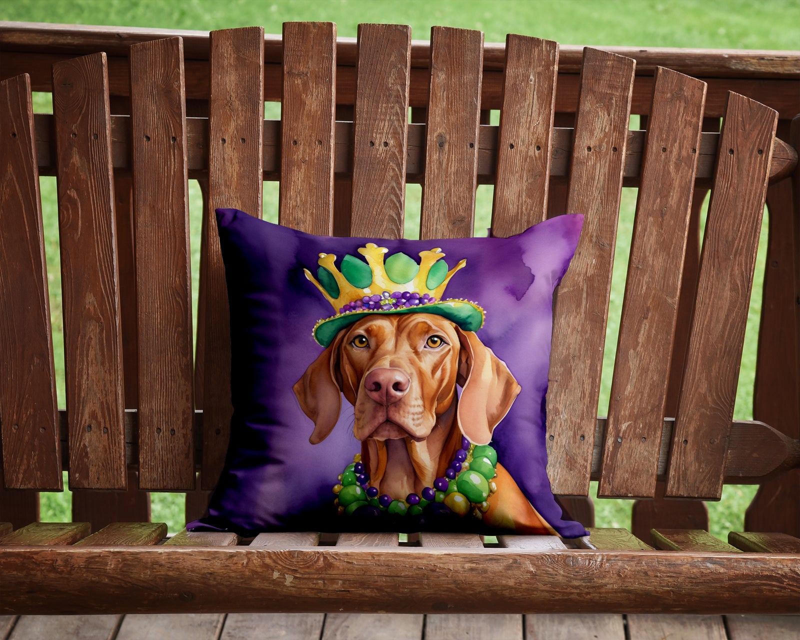 Caroline's Treasures Vizsla King of Mardi Gras Throw Pillow - 14x14 Decorative Pillow – Art for Your Home & Patio