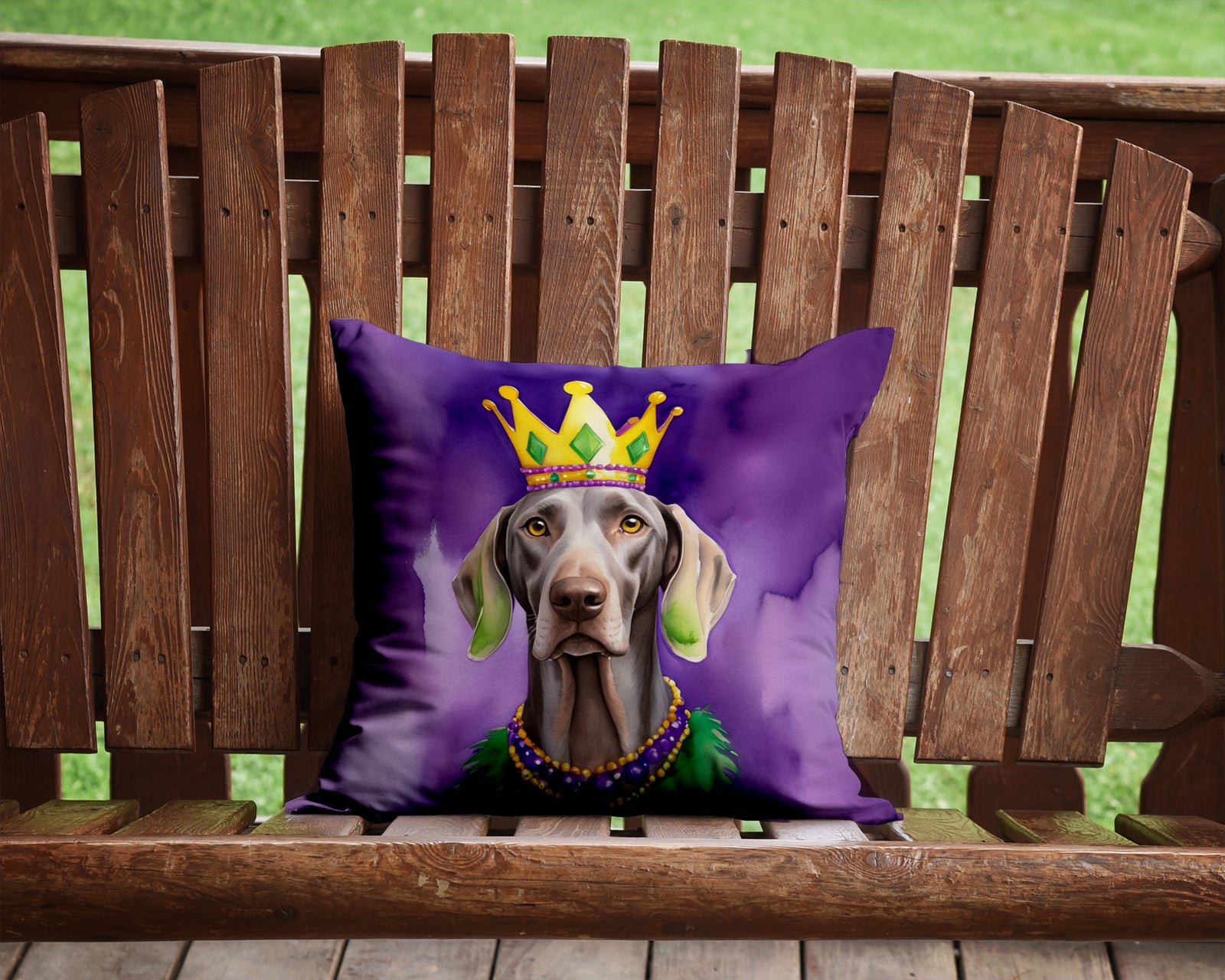 Caroline's Treasures Weimaraner King of Mardi Gras Throw Pillow - 14x14 Decorative Pillow – Art for Your Home & Patio