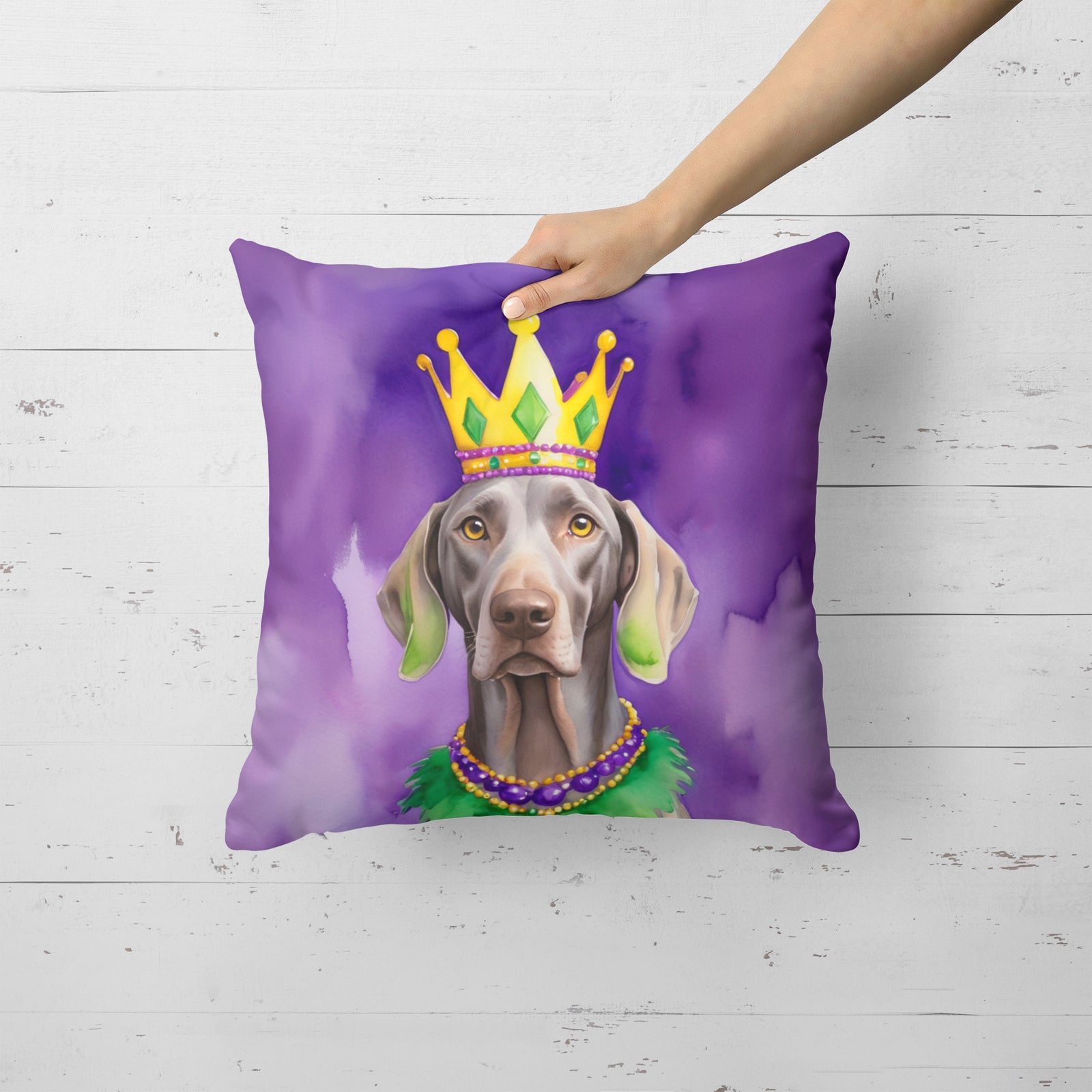 Caroline's Treasures Weimaraner King of Mardi Gras Throw Pillow
