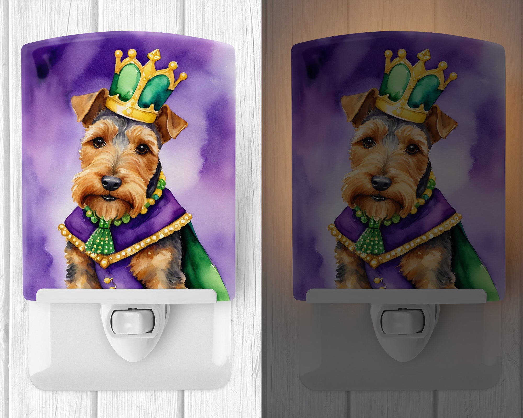 Welsh Terrier King of Mardi Gras Ceramic Night Light