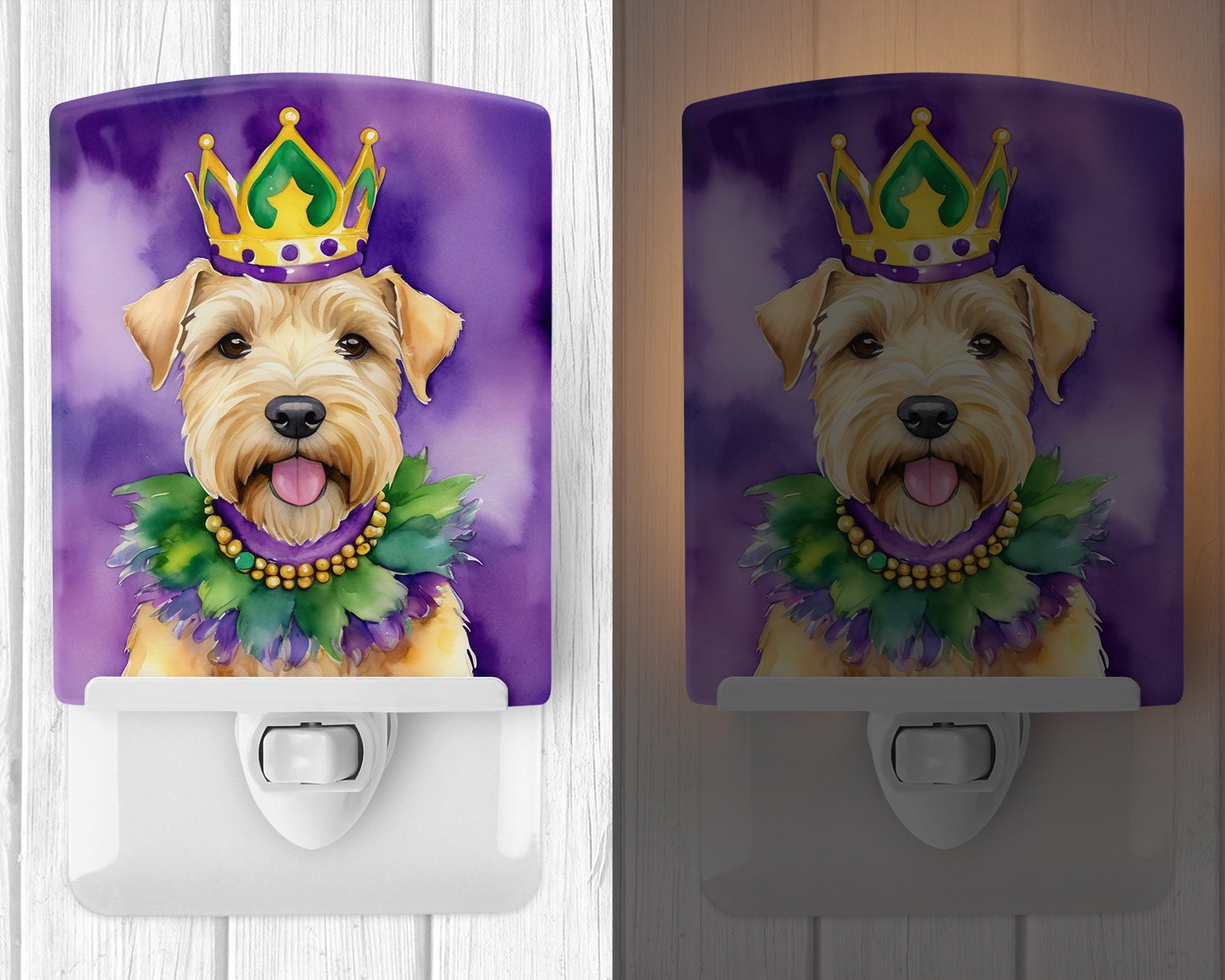 Wheaten Terrier King of Mardi Gras Ceramic Night Light