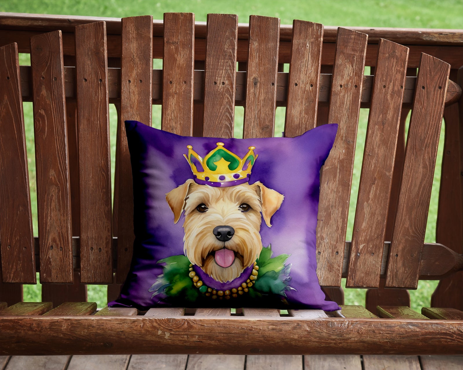 Caroline's Treasures Wheaten Terrier King of Mardi Gras Throw Pillow - 14x14 Decorative Pillow – Art for Your Home & Patio