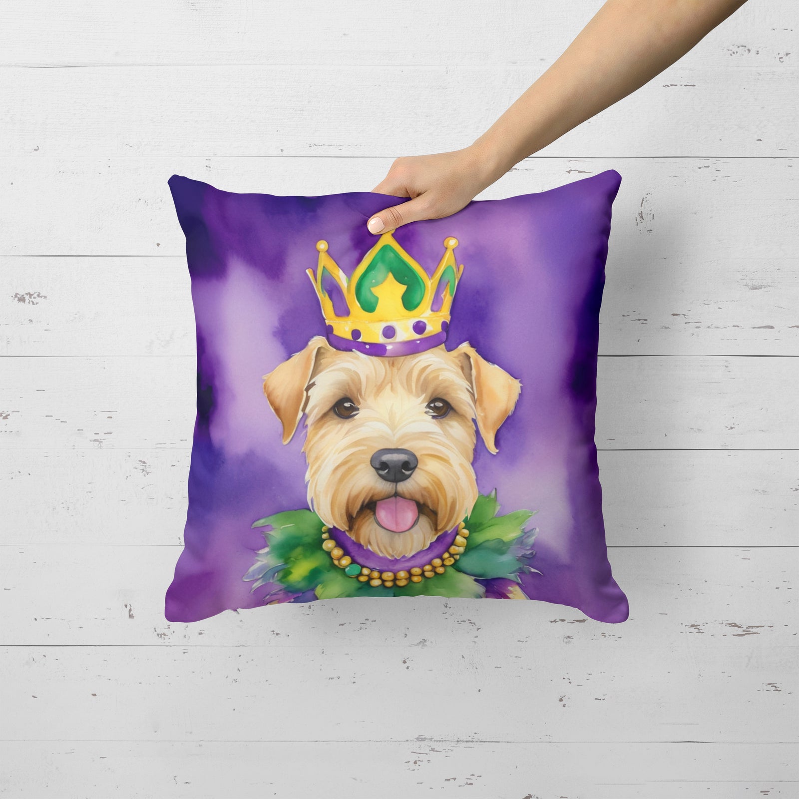 Caroline's Treasures Wheaten Terrier King of Mardi Gras Throw Pillow