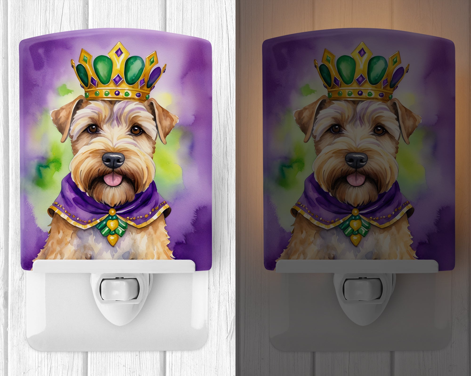 Wheaten Terrier King of Mardi Gras Ceramic Night Light