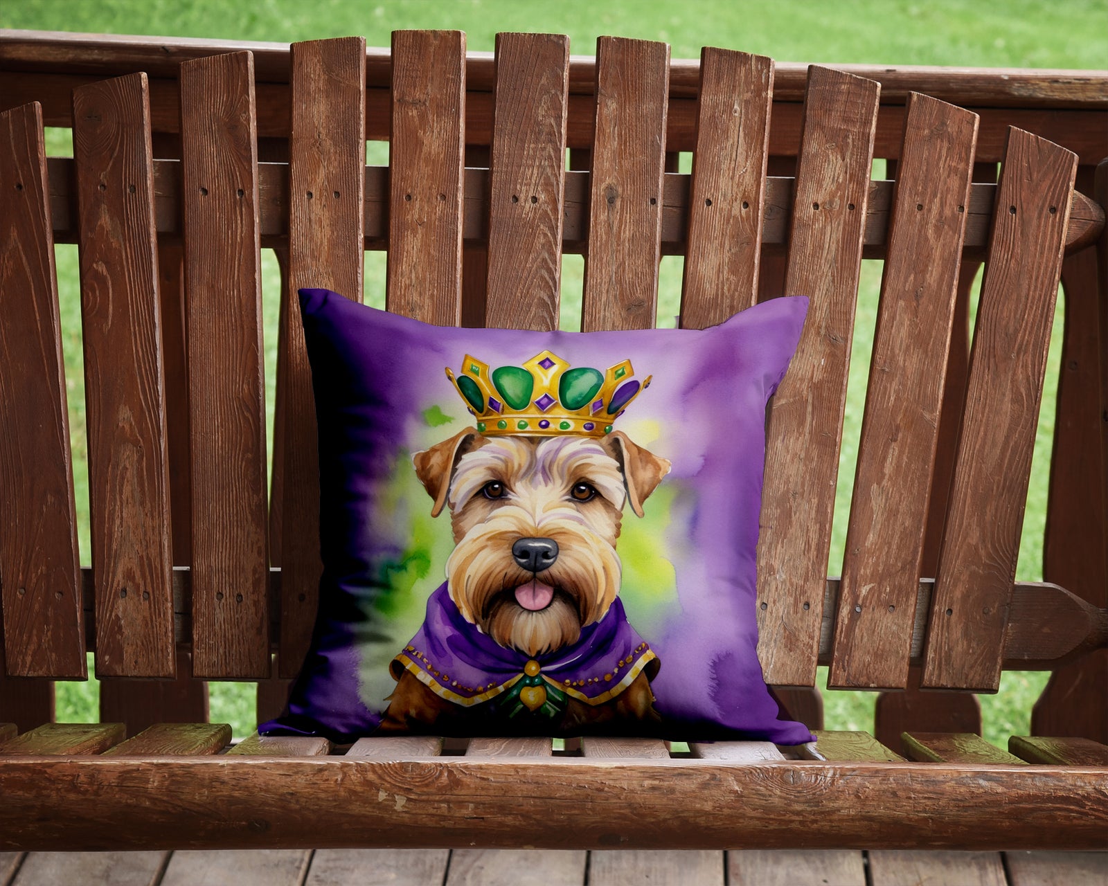 Caroline's Treasures Wheaten Terrier King of Mardi Gras Throw Pillow - 14x14 Decorative Pillow – Art for Your Home & Patio