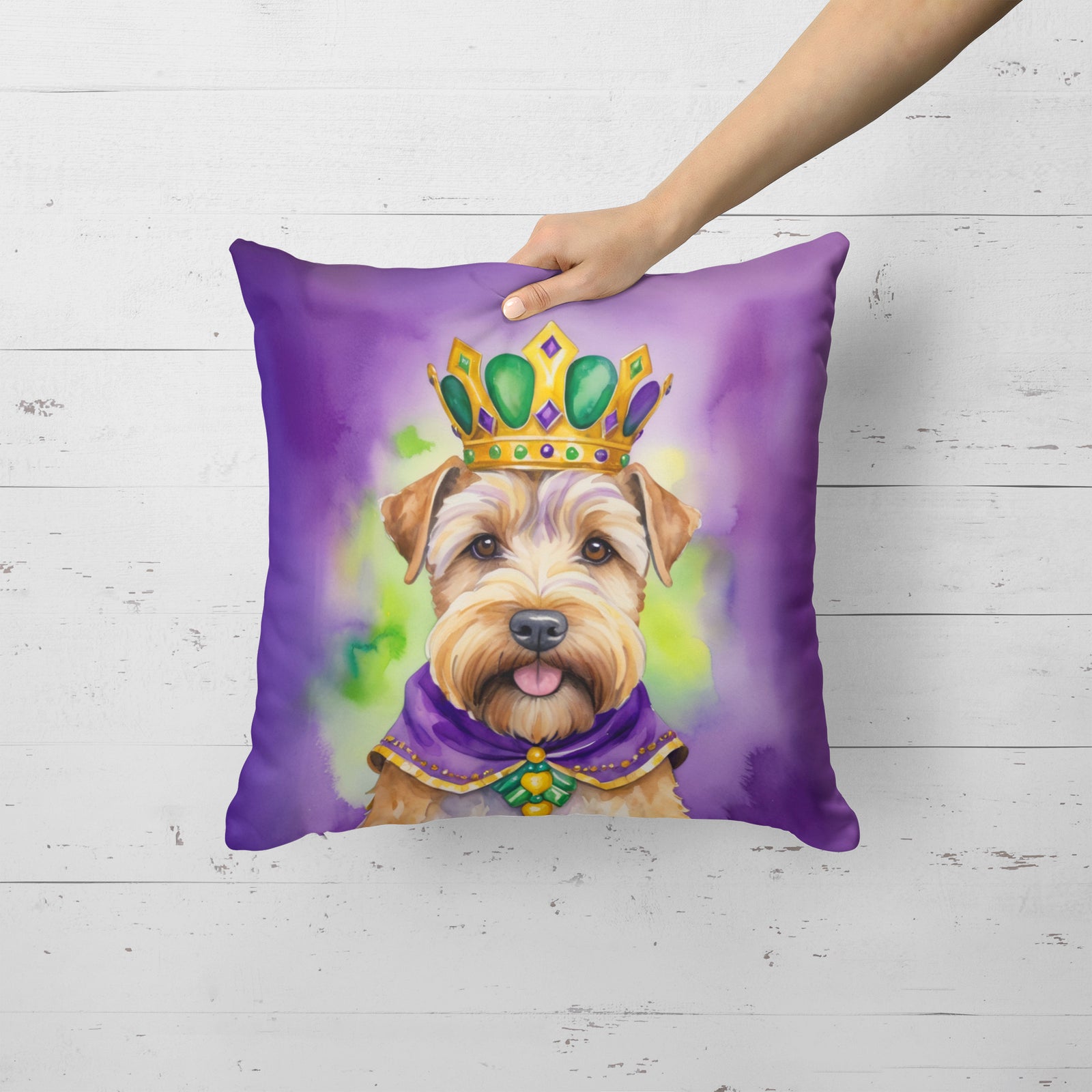Caroline's Treasures Wheaten Terrier King of Mardi Gras Throw Pillow