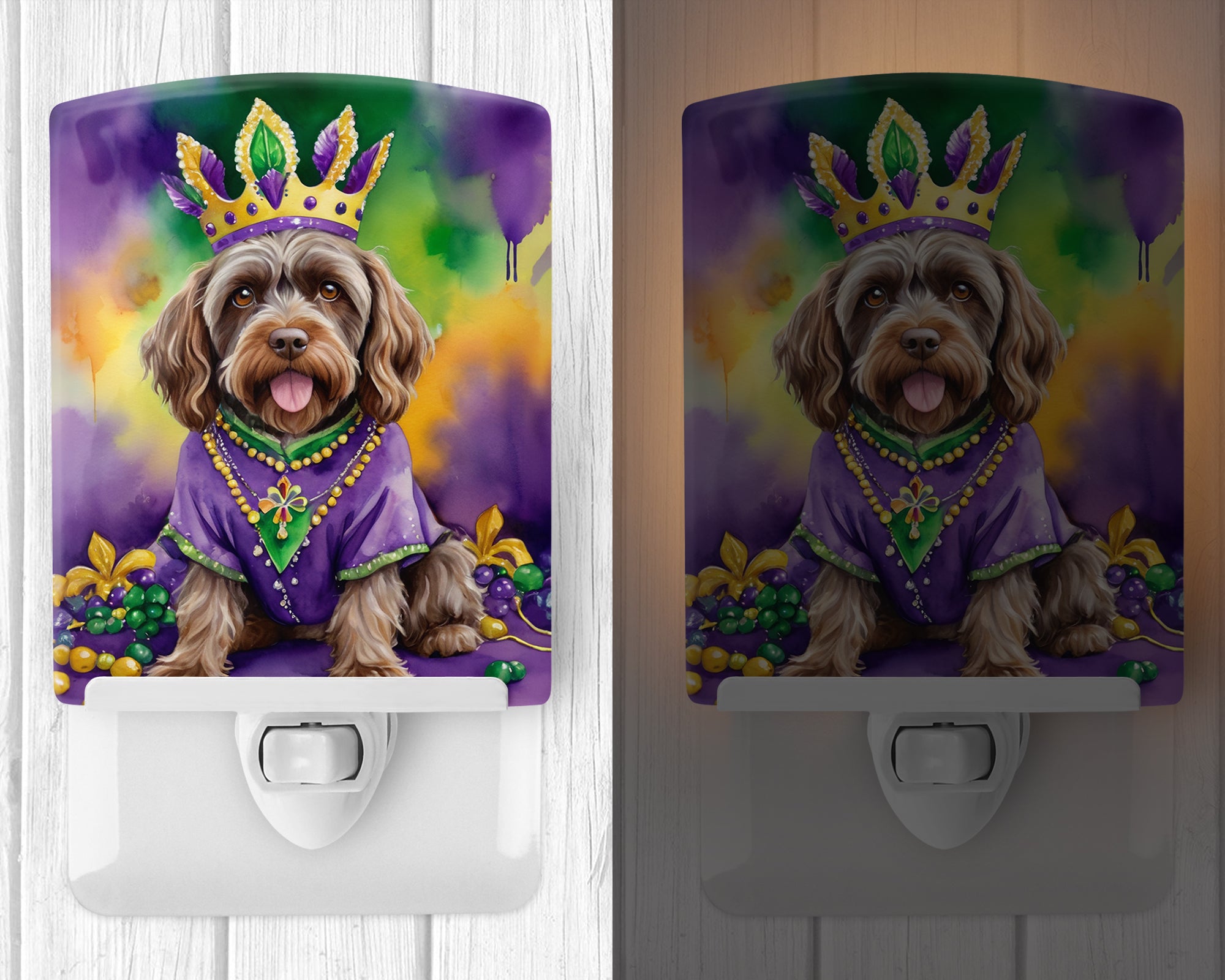 Buy this Wirehaired Pointing Griffon King of Mardi Gras Ceramic Night Light