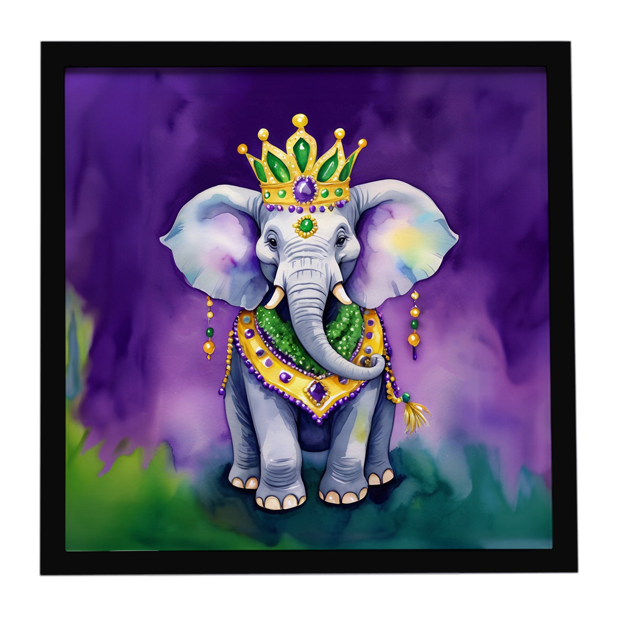 Caroline's Treasures Elephant King of Mardi Gras Framed Metal Print
